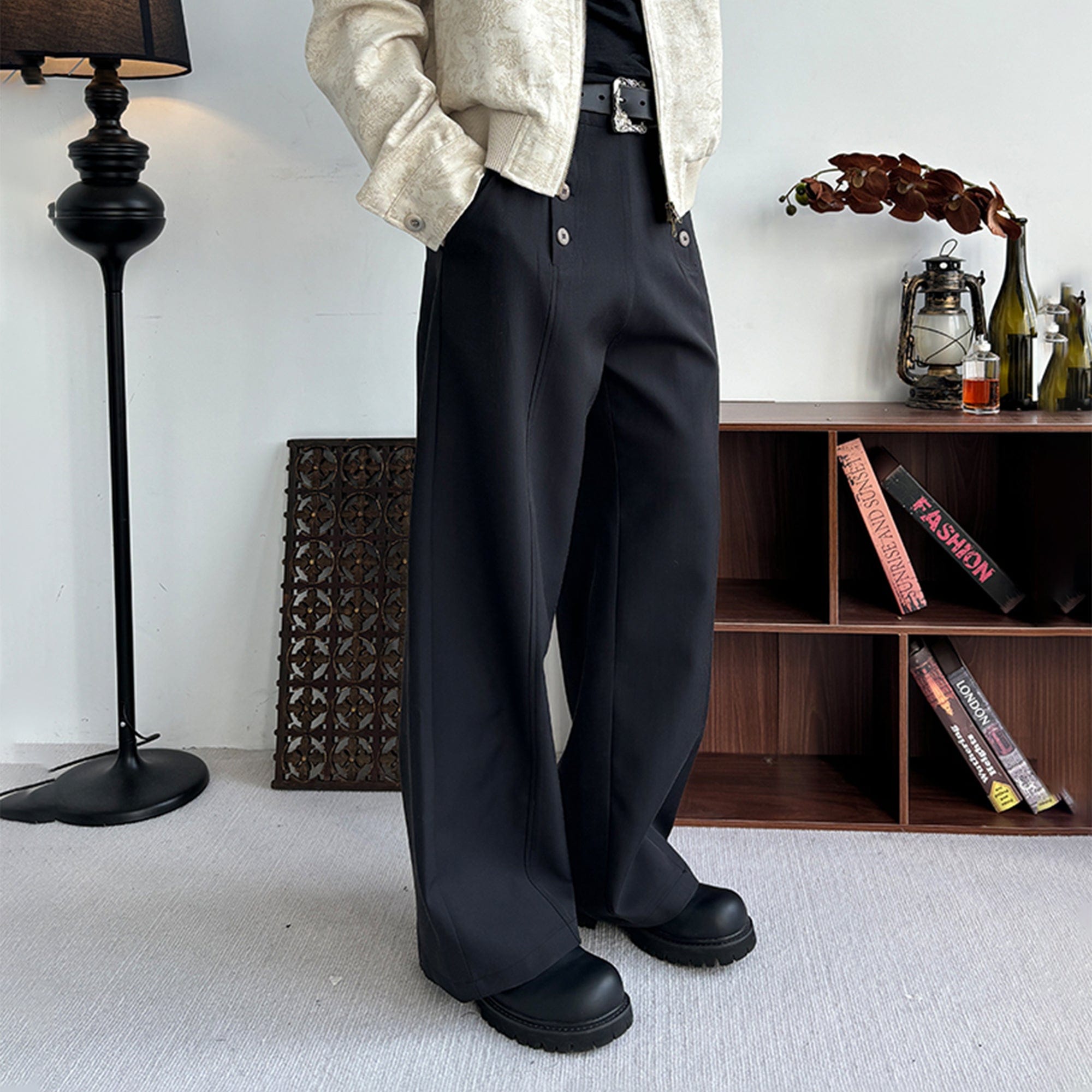 KREATE Double-Breasted Wide-Leg Trousers