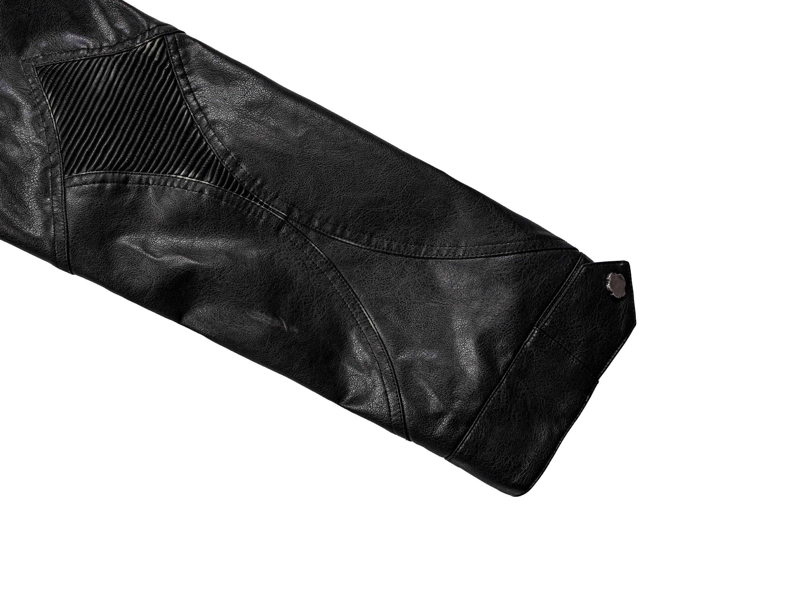 UNDERWATER Distressed Midnight Fang Faux Leather Biker Jacket, premium urban and streetwear designers apparel on PROJECTISR.com, UNDERWATER