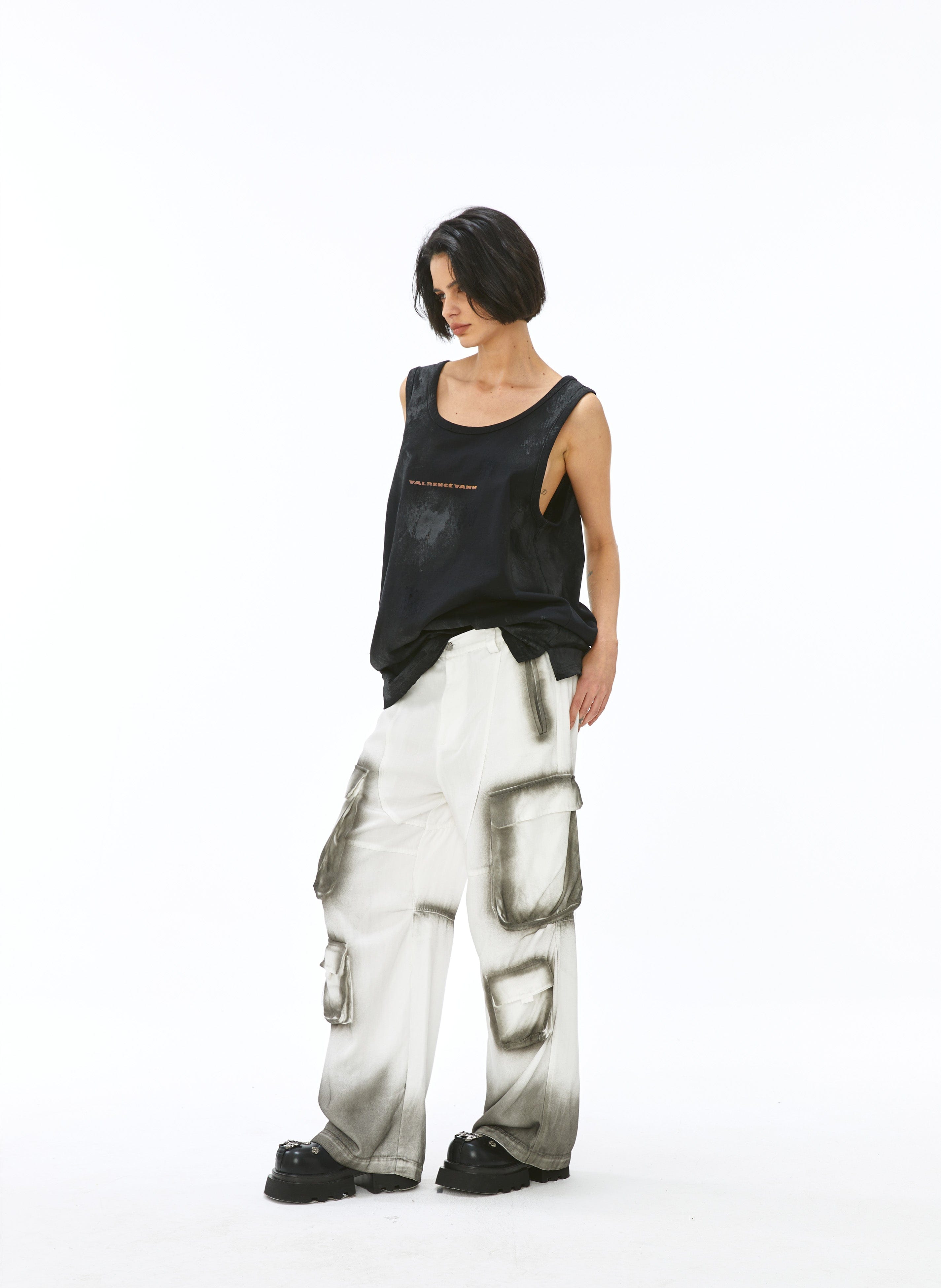 VANN VALRENCE Washed-Dyed Oversized Tank Top