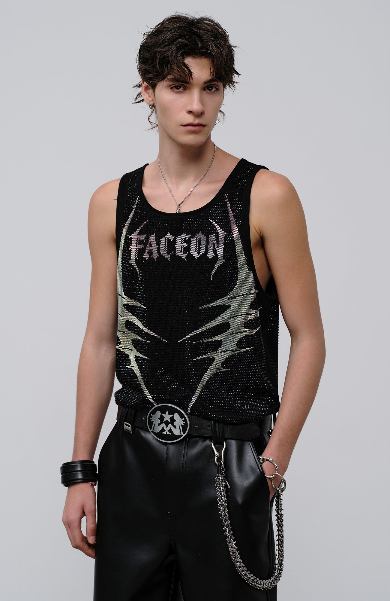 FACEONLAB Venom Diamond Punk Tank Black, premium urban and streetwear designers apparel on PROJECTISR.com, FACEONLAB