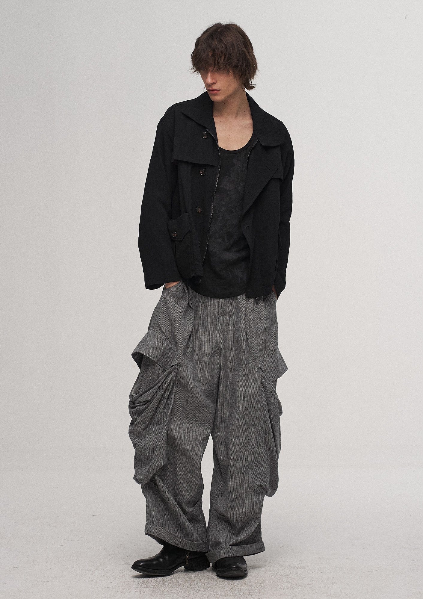ILNya Nieternite Nifutur Big Pockets Cotton-Linen Wide-Leg Pants, premium urban and streetwear designers apparel on PROJECTISR.com, ILNya Nieternite Nifutur