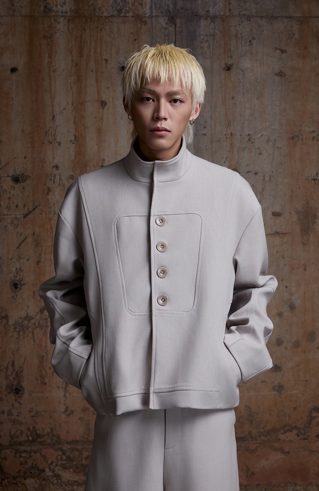 2000RSK Spliced Lace-Up Mock-Neck Jacket