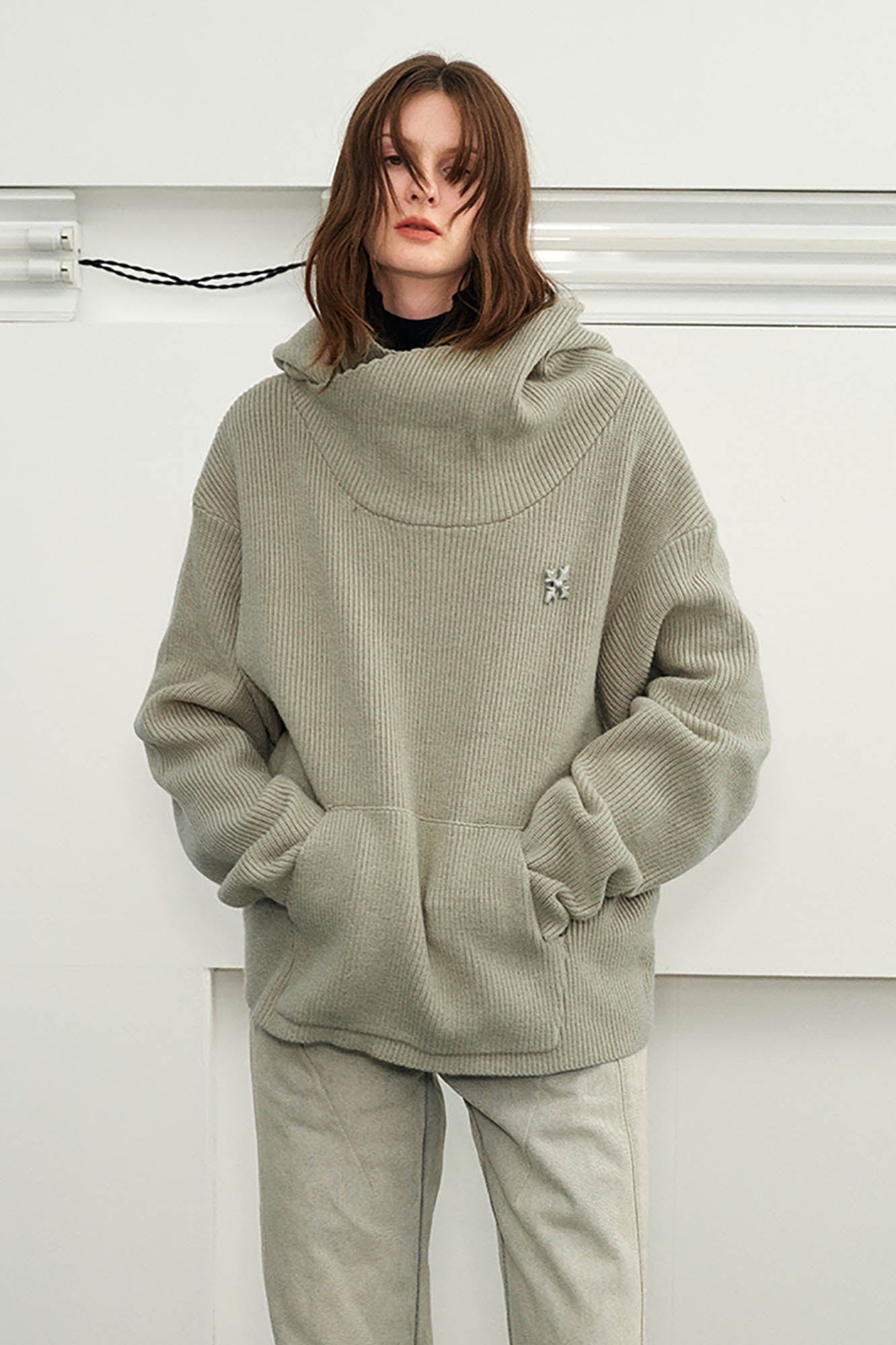 KREATE Dune Ribbed Oversized Hooded Sweater