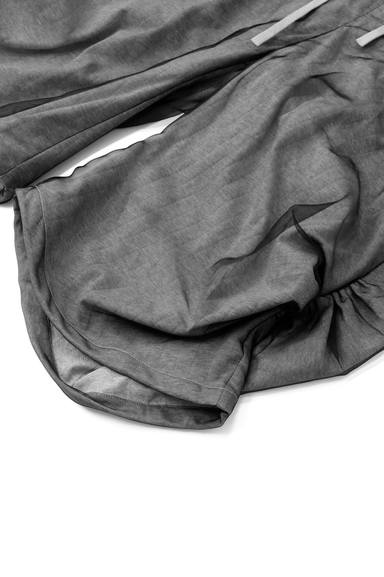 RELABEL Detachable Striped Drape Ruched Oversized Shorts Gray, premium urban and streetwear designers apparel on PROJECTISR.com, RELABEL