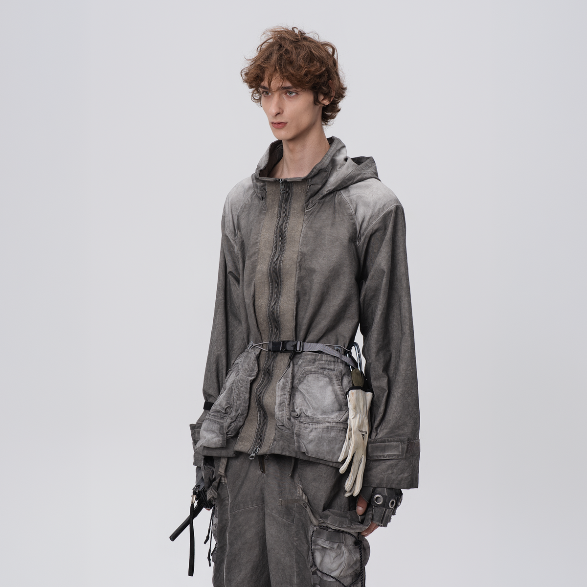 STEAM Distressed Paneled Hooded Jacket