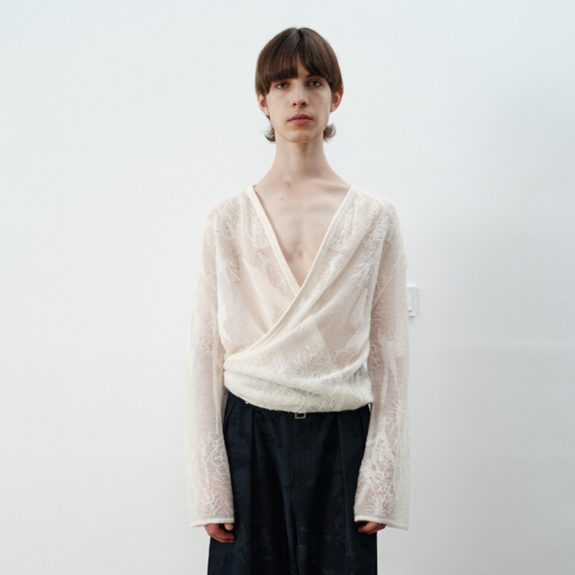 GRAINMUSTARD Baby Alpaca Openwork Jacquard Wrap Cardigan, premium urban and streetwear designers apparel on PROJECTISR.com, GRAINMUSTARD