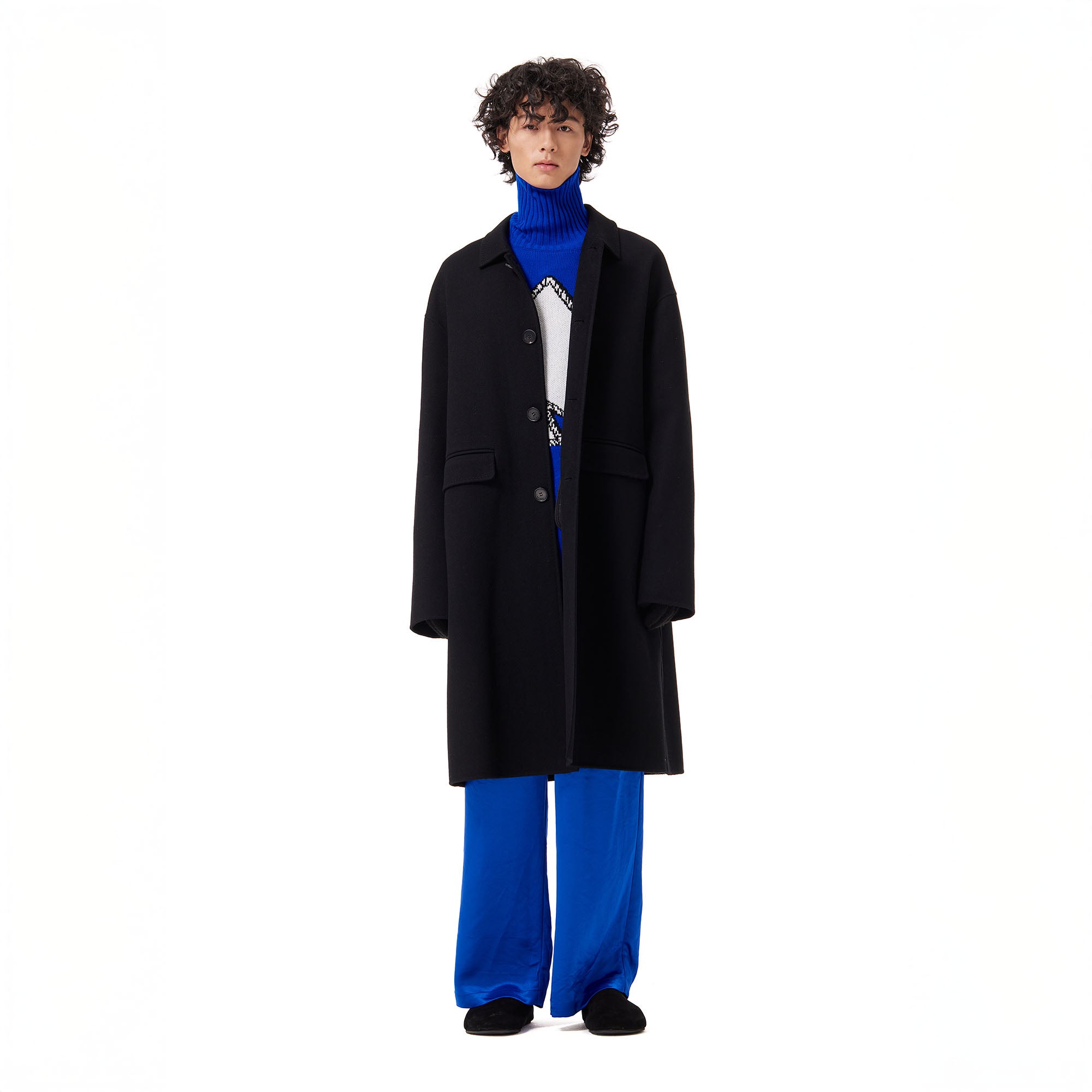 OUYANG WENJUN Single-Breasted Wool Overcoat Black