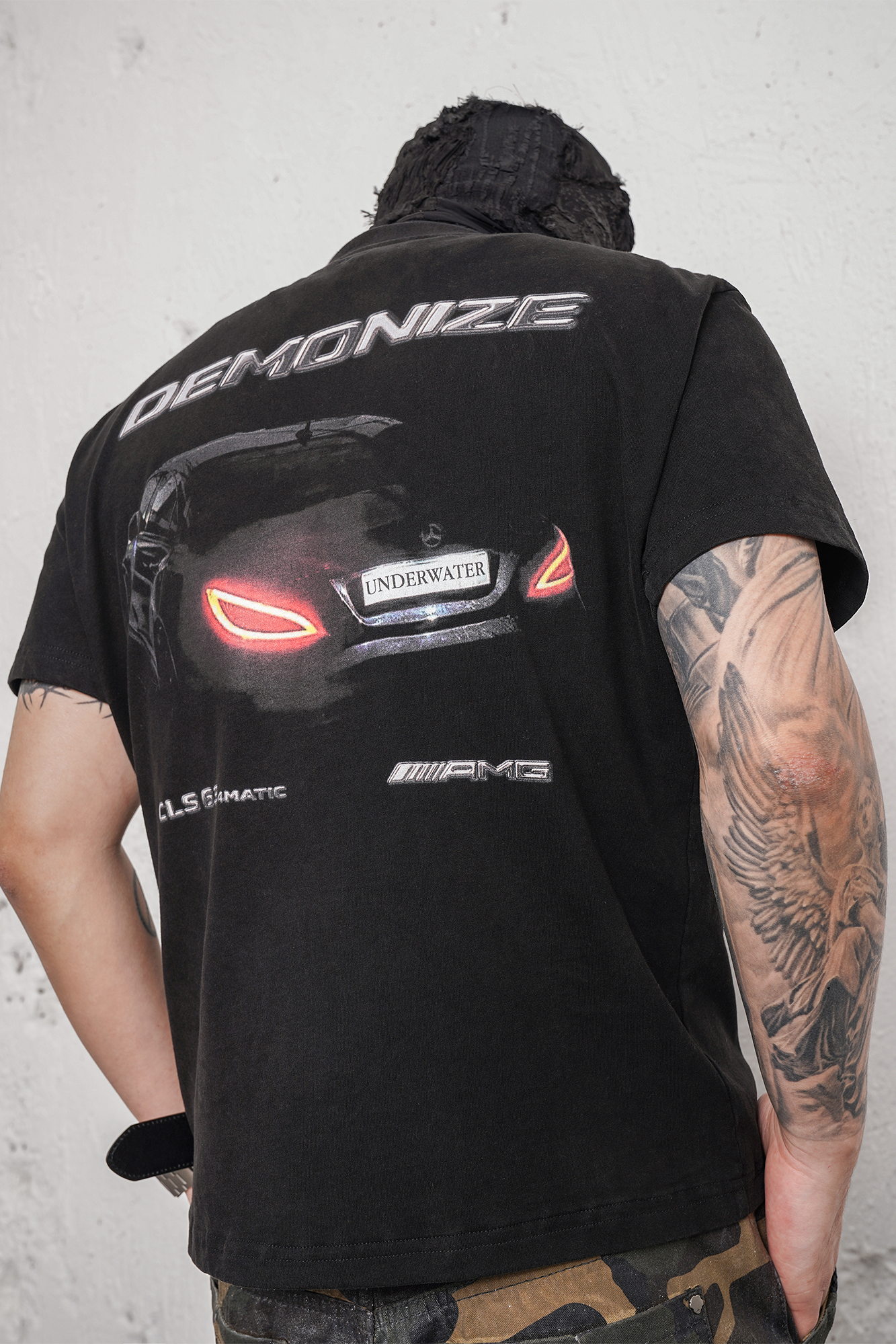 UNDERWATER Demon Eye Racing Graphic Washed T-Shirt, premium urban and streetwear designers apparel on PROJECTISR.com, UNDERWATER