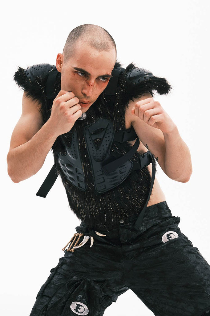 EMBRYO Cyber Faux Fur Warrior Vest, premium urban and streetwear designers apparel on PROJECTISR.com, EMBRYO