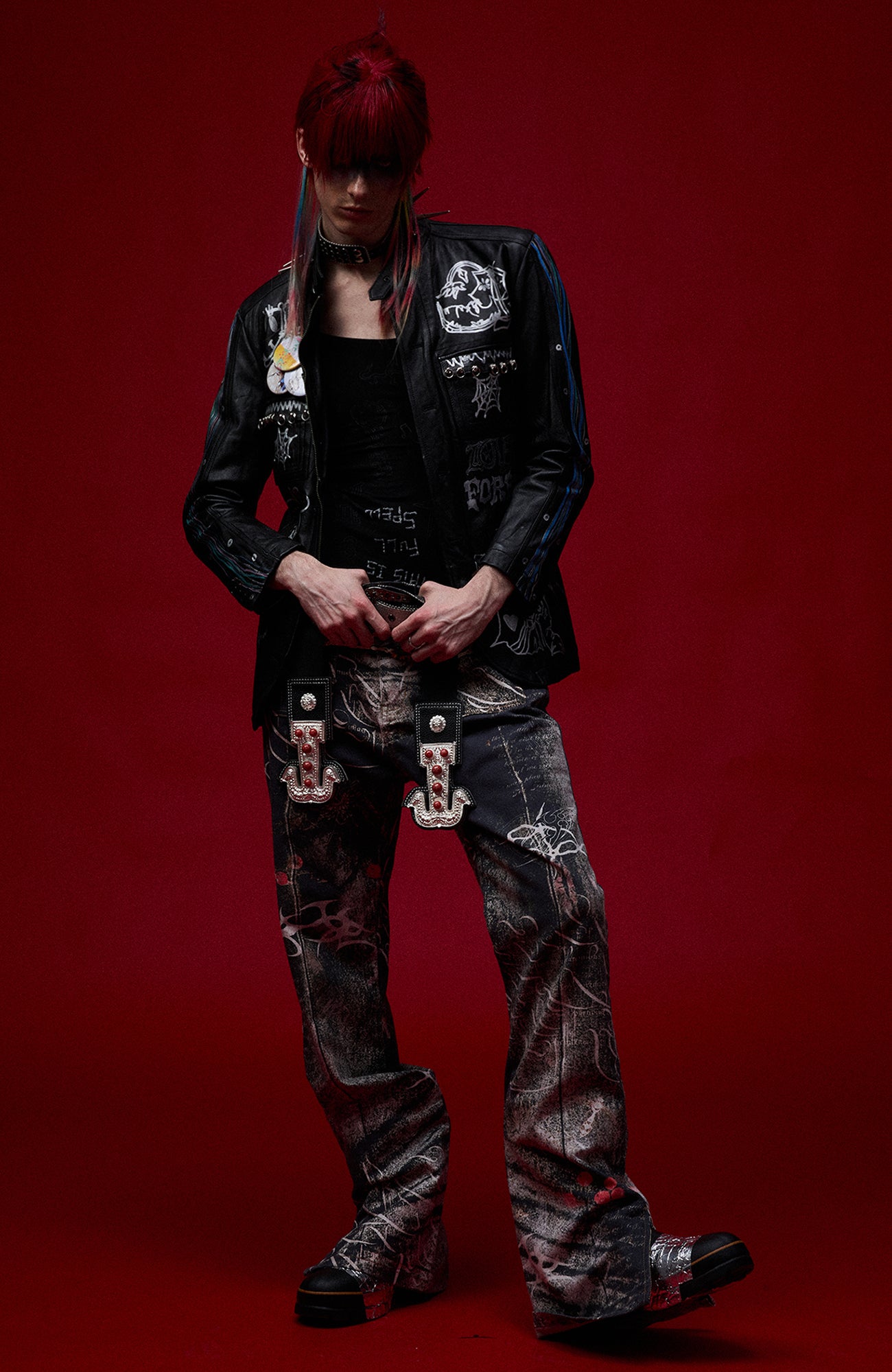 CYCYCY Full-Print Script Flared Jeans