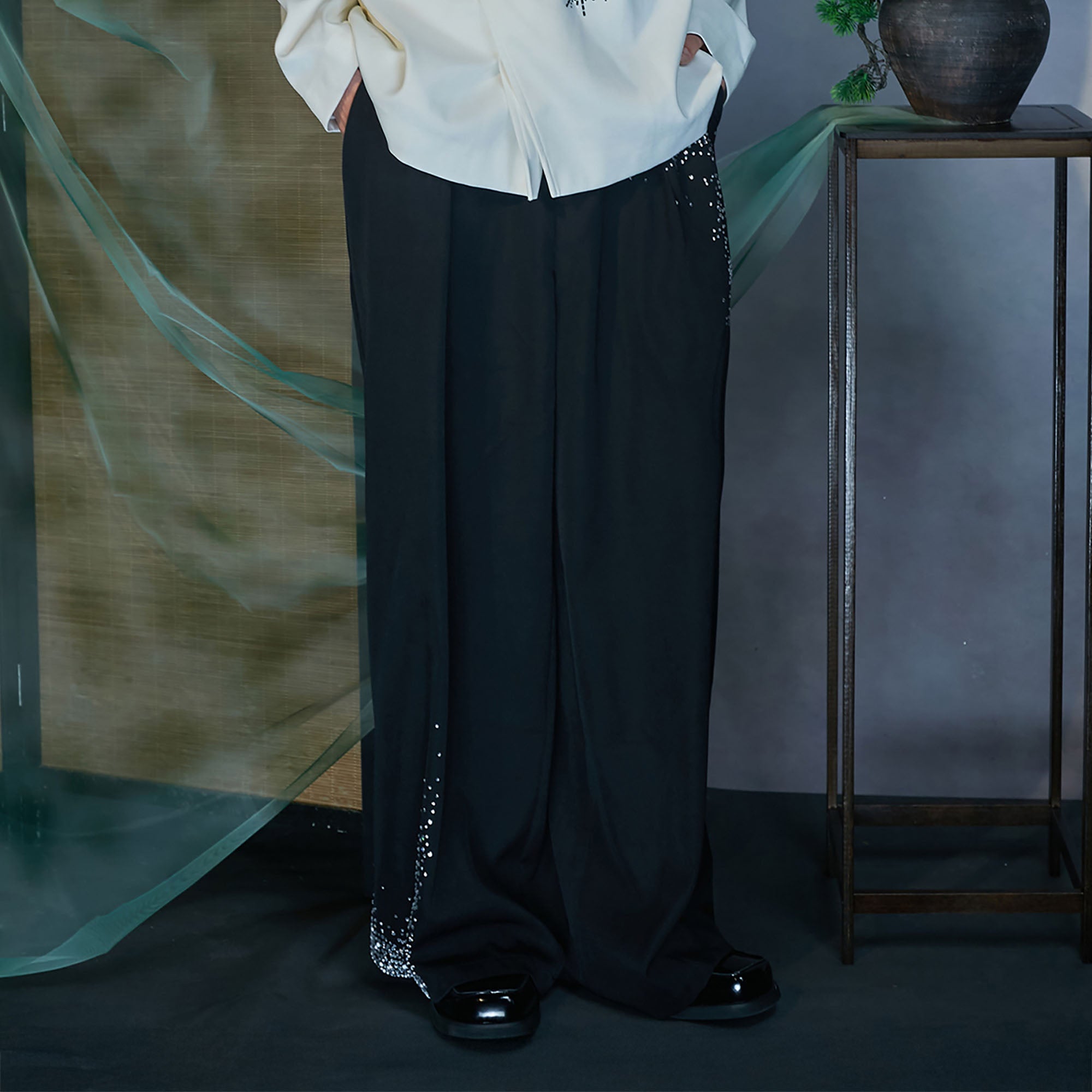JIECHI Diamond Wide-Leg Pants
