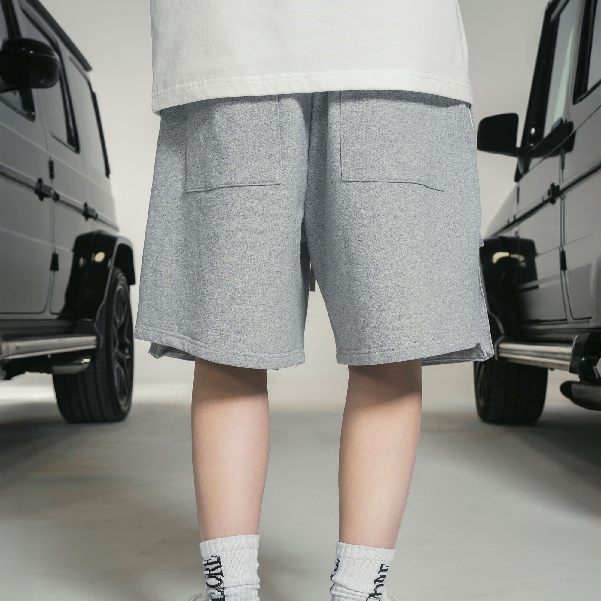 MAKEMORE Flap-Pocket Wide-Leg Drawstring Shorts, premium urban and streetwear designers apparel on PROJECTISR.com, MAKEMORE