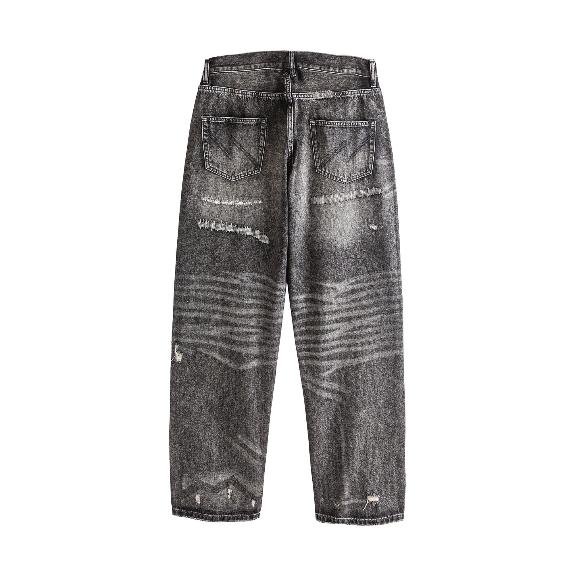 ME DA IGUAL Washed Slashed Patch Distressed Jeans, premium urban and streetwear designers apparel on PROJECTISR.com, ME DA IGUAL