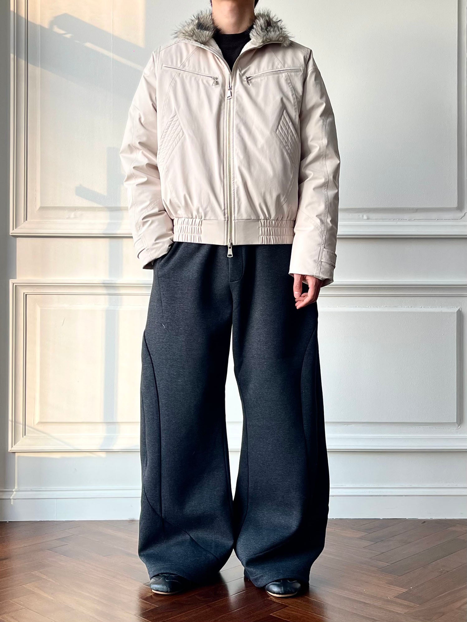 CATSSTAC Faux Fur Collar Waterproof Harrington Jacket