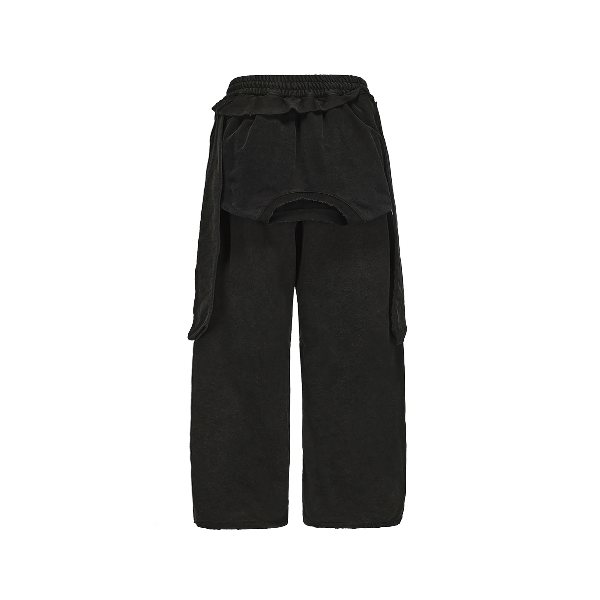 CYCYCY Layered Raw Edge Wide-Leg Sweatpants Black