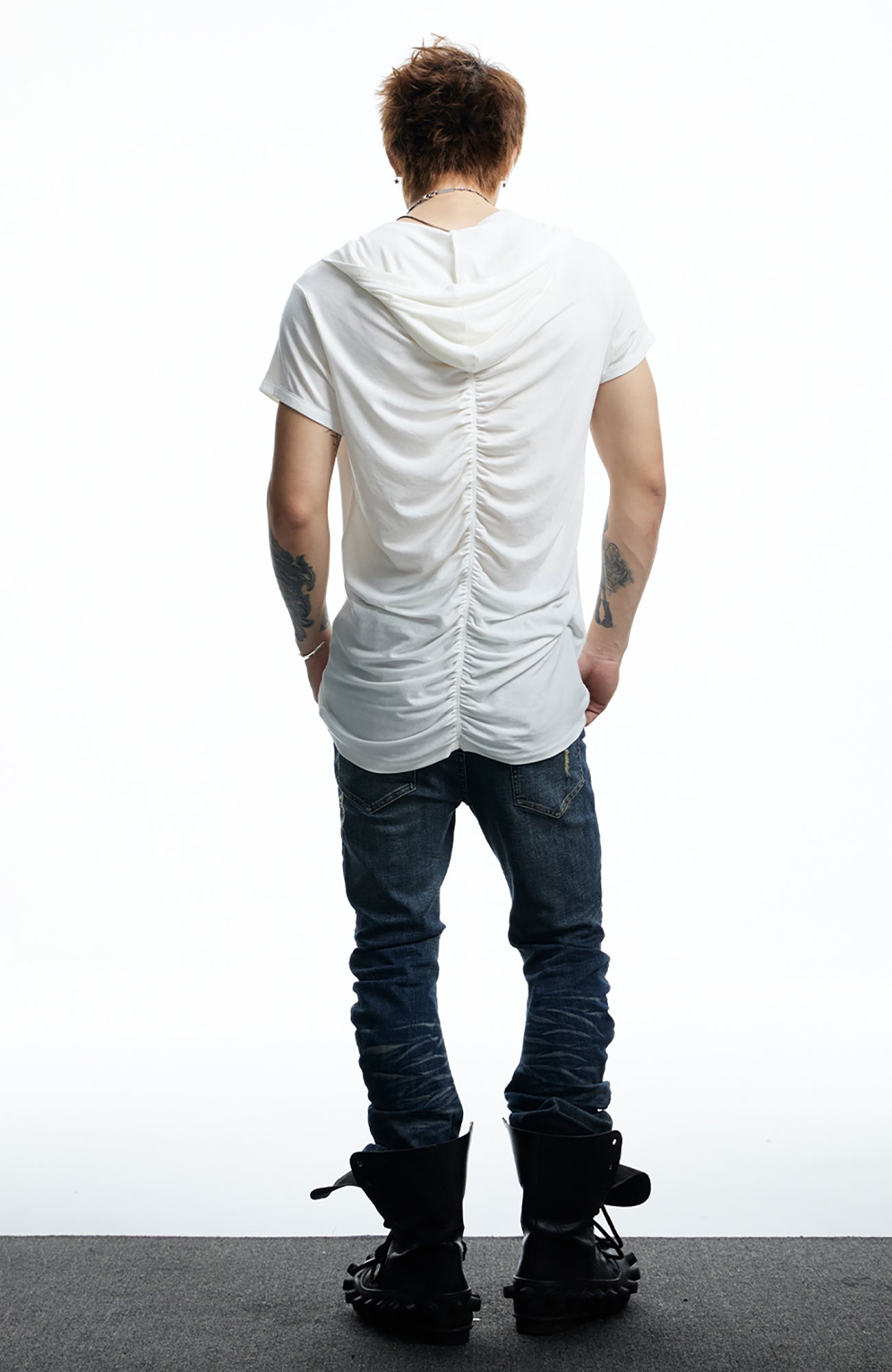 DND4DES Ruched Back Hooded T-Shirt, premium urban and streetwear designers apparel on PROJECTISR.com, DND4DES
