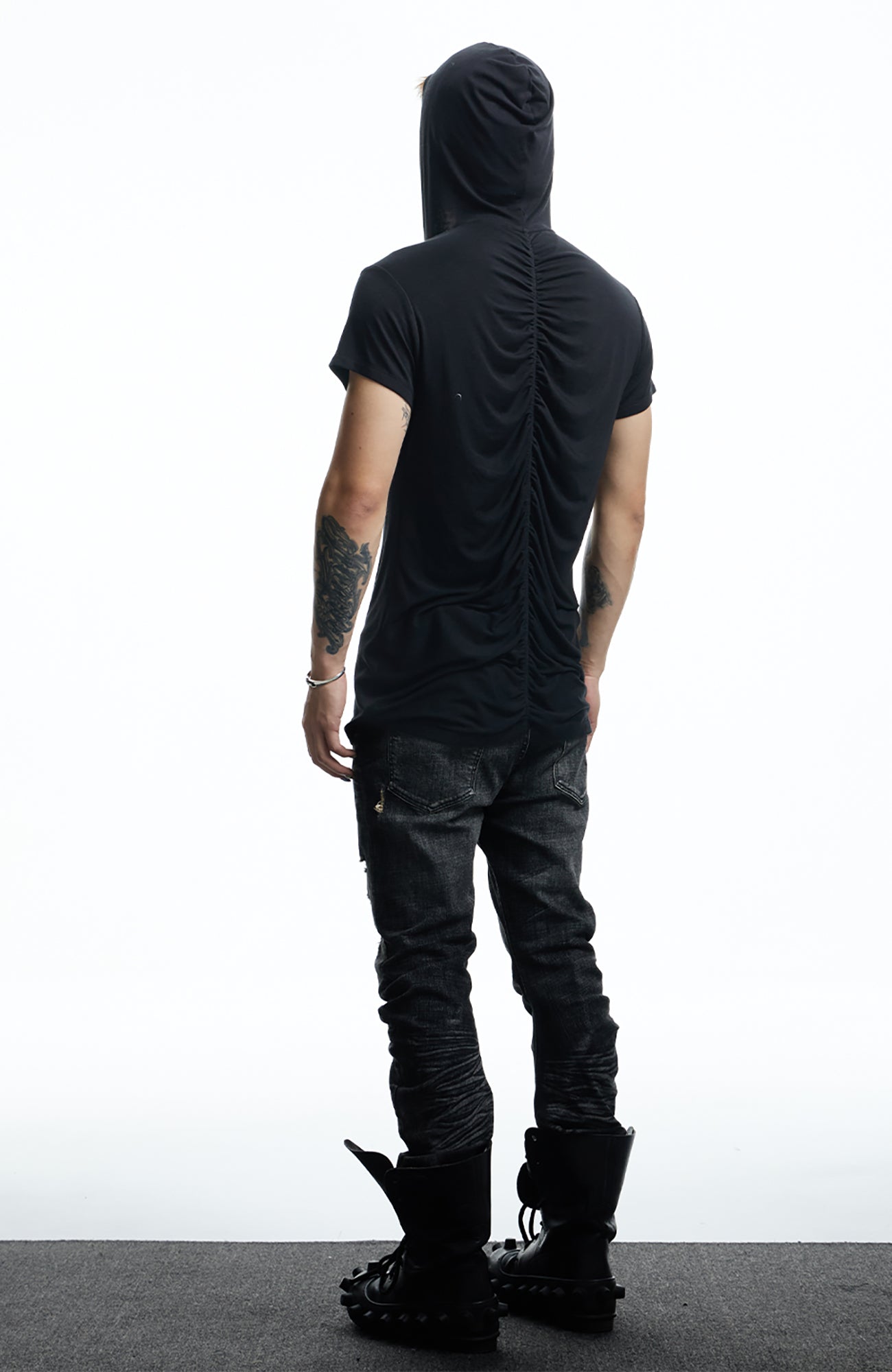 DND4DES Ruched Back Hooded T-Shirt, premium urban and streetwear designers apparel on PROJECTISR.com, DND4DES