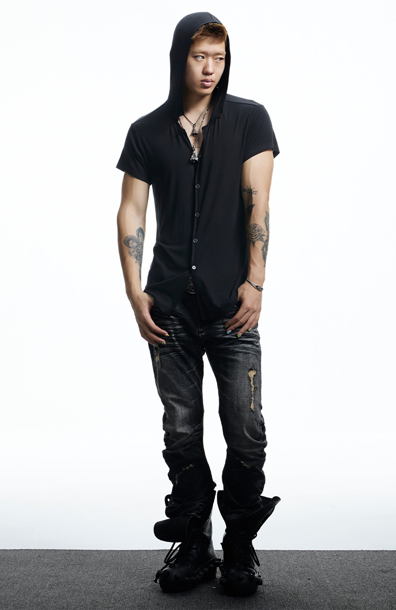 DND4DES Ruched Back Hooded T-Shirt, premium urban and streetwear designers apparel on PROJECTISR.com, DND4DES