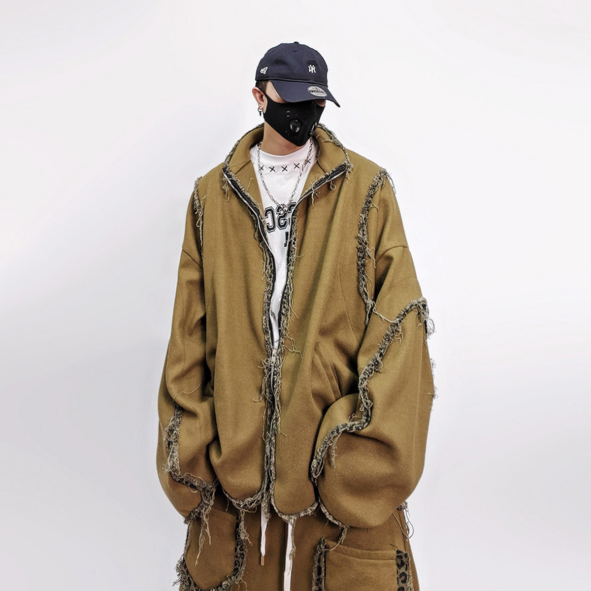 UUCSCC Retro Distressed Raw Seam Varsity Jacket