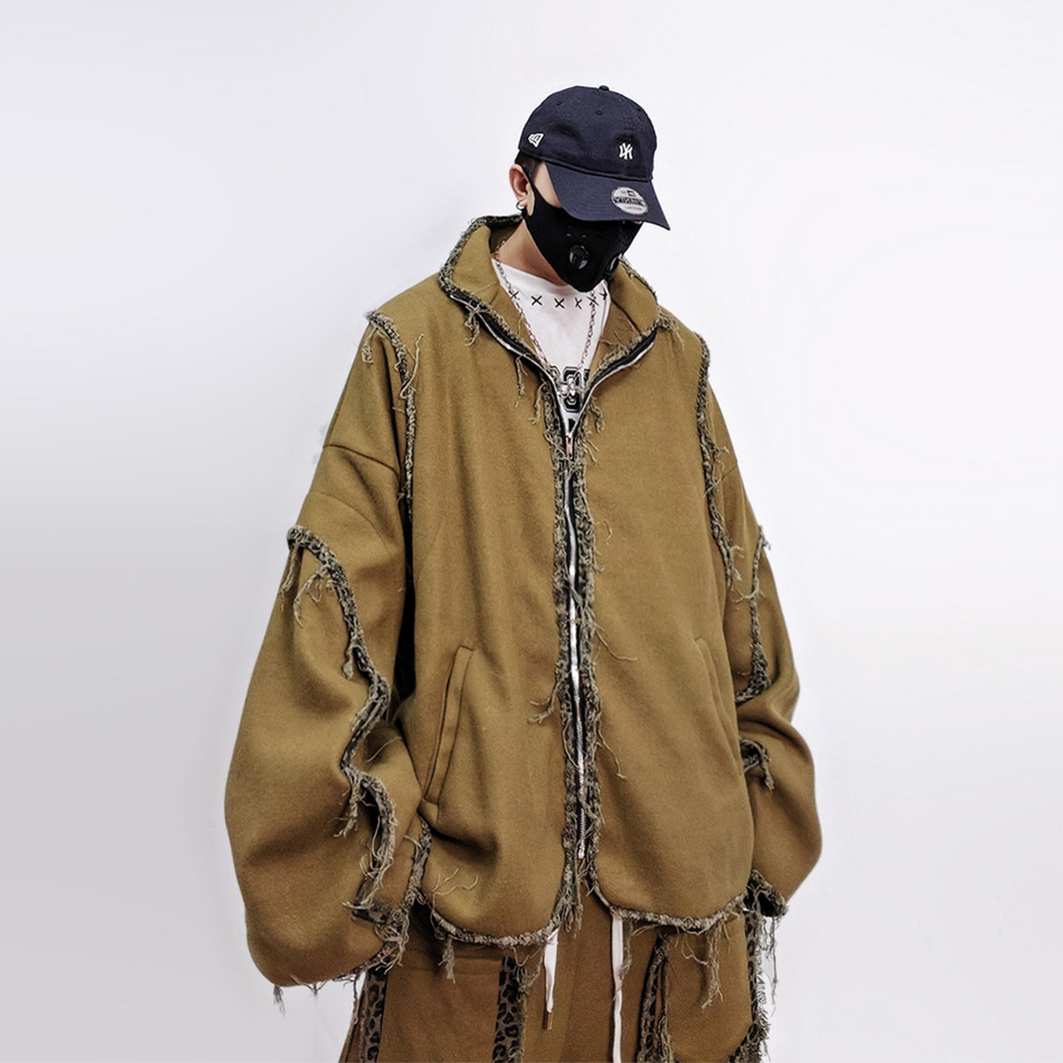 UUCSCC Retro Distressed Raw Seam Varsity Jacket