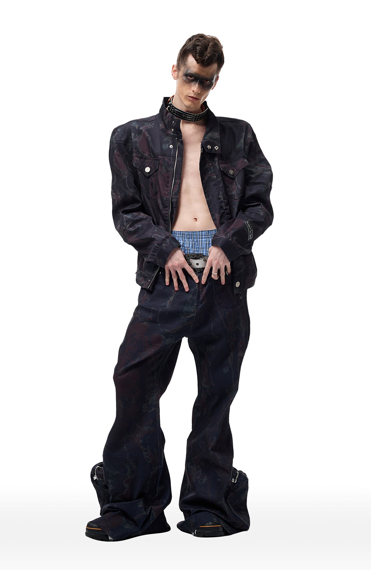 CYCYCY Abstract Graphic Cargo Flared Jeans
