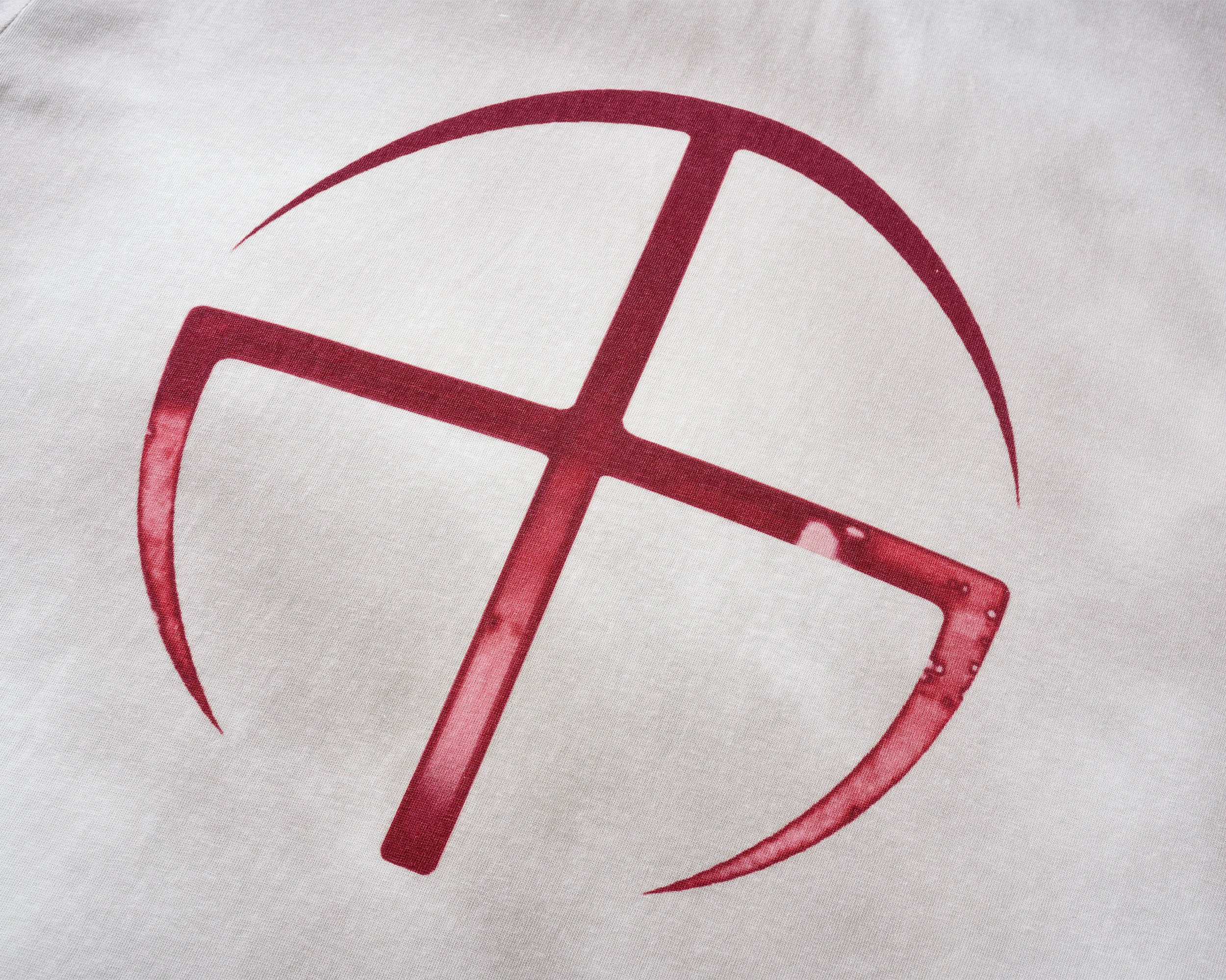 REBEL WAVE Dirty-Wash Cross Symbol Long-Sleeve Tee
