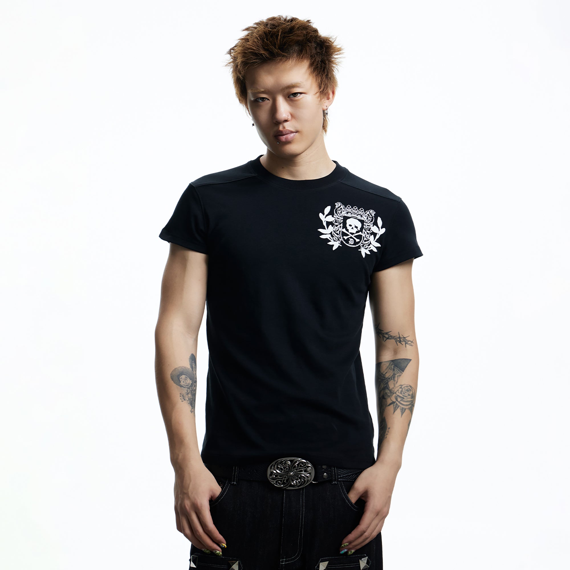DND4DES Gothic Skull Crest T-Shirt, premium urban and streetwear designers apparel on PROJECTISR.com, DND4DES