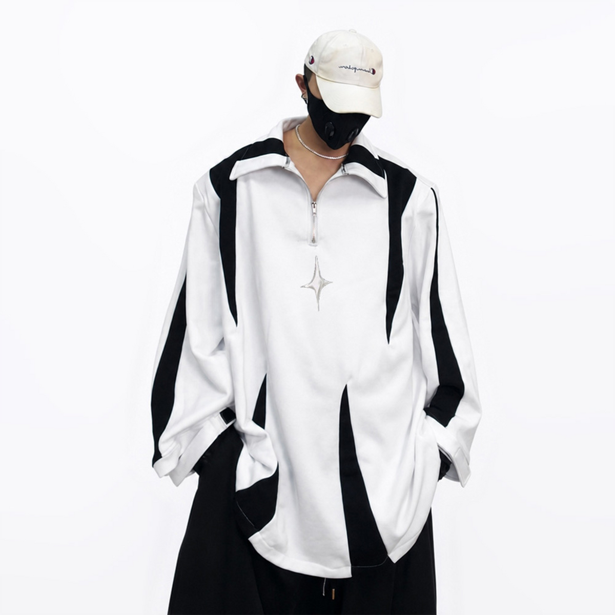 UUCSCC Contrast Padded-Shoulder Lapel Sweatshirt
