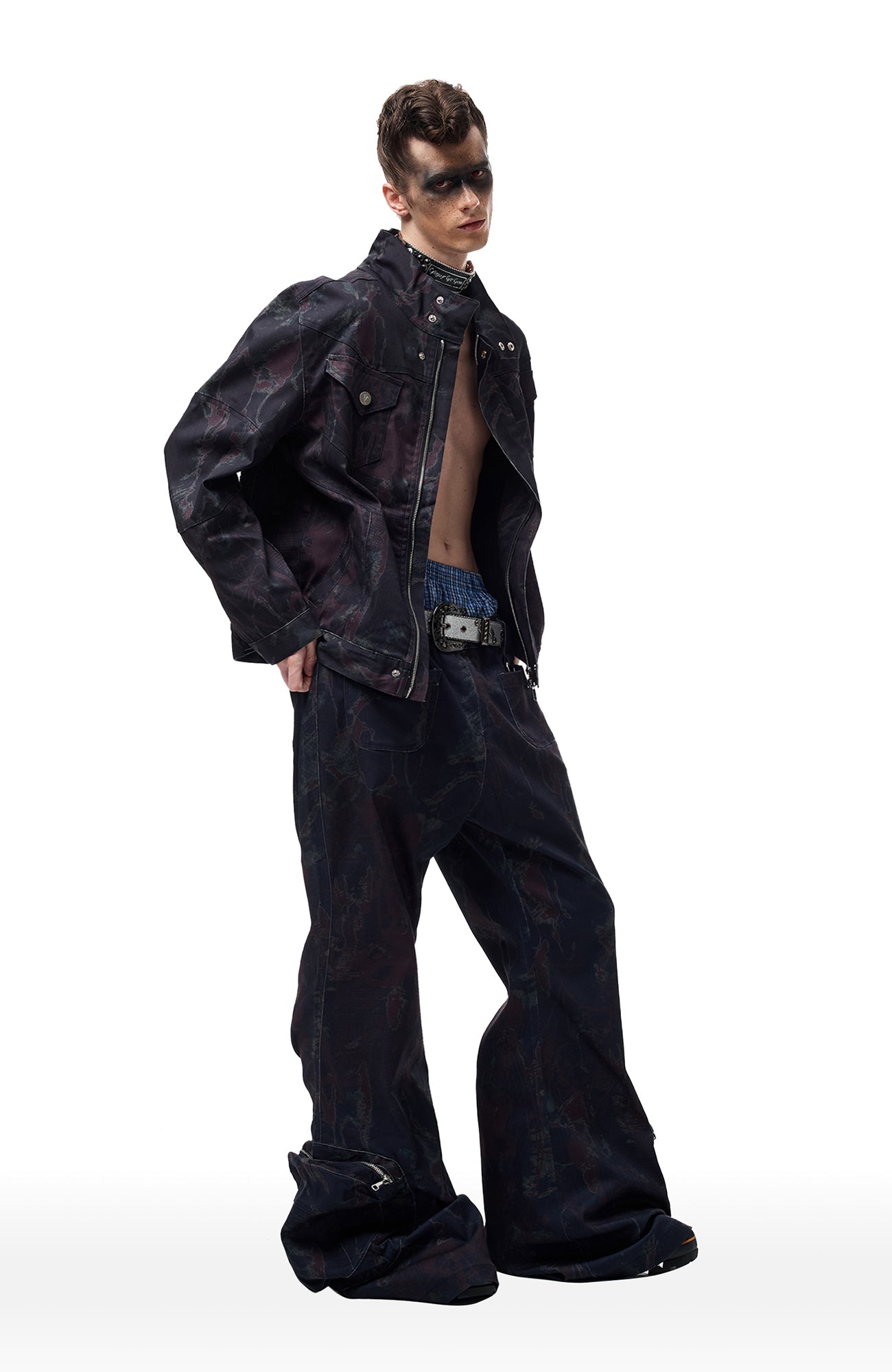 CYCYCY Abstract Graphic Cargo Flared Jeans