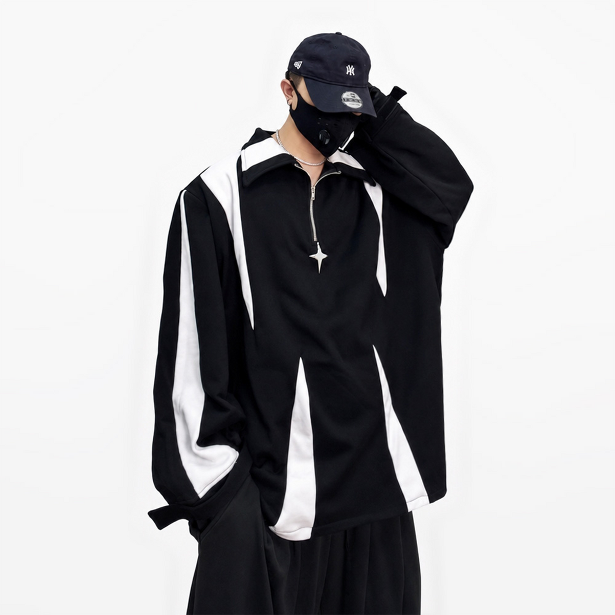 UUCSCC Contrast Padded-Shoulder Lapel Sweatshirt