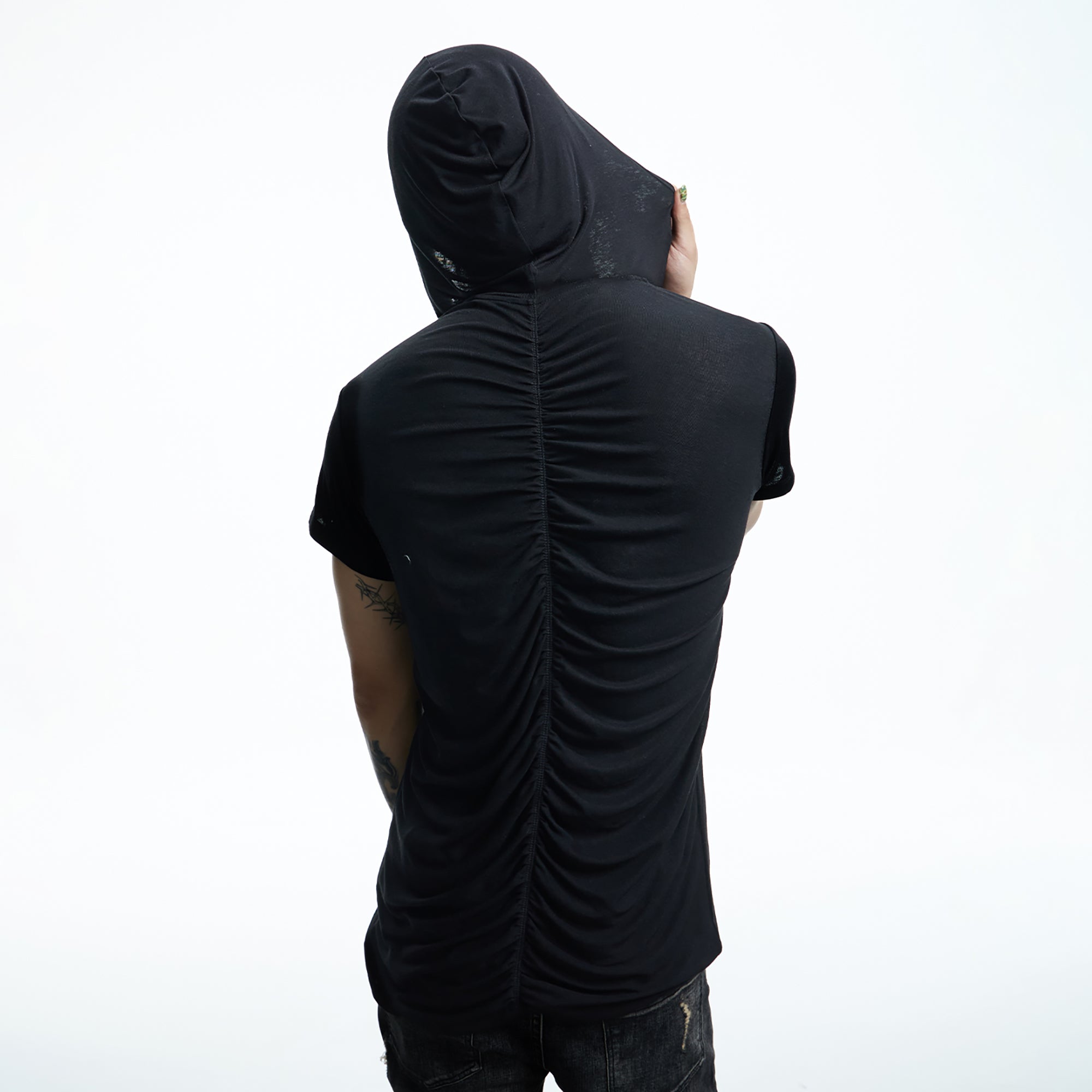 DND4DES Ruched Back Hooded T-Shirt, premium urban and streetwear designers apparel on PROJECTISR.com, DND4DES