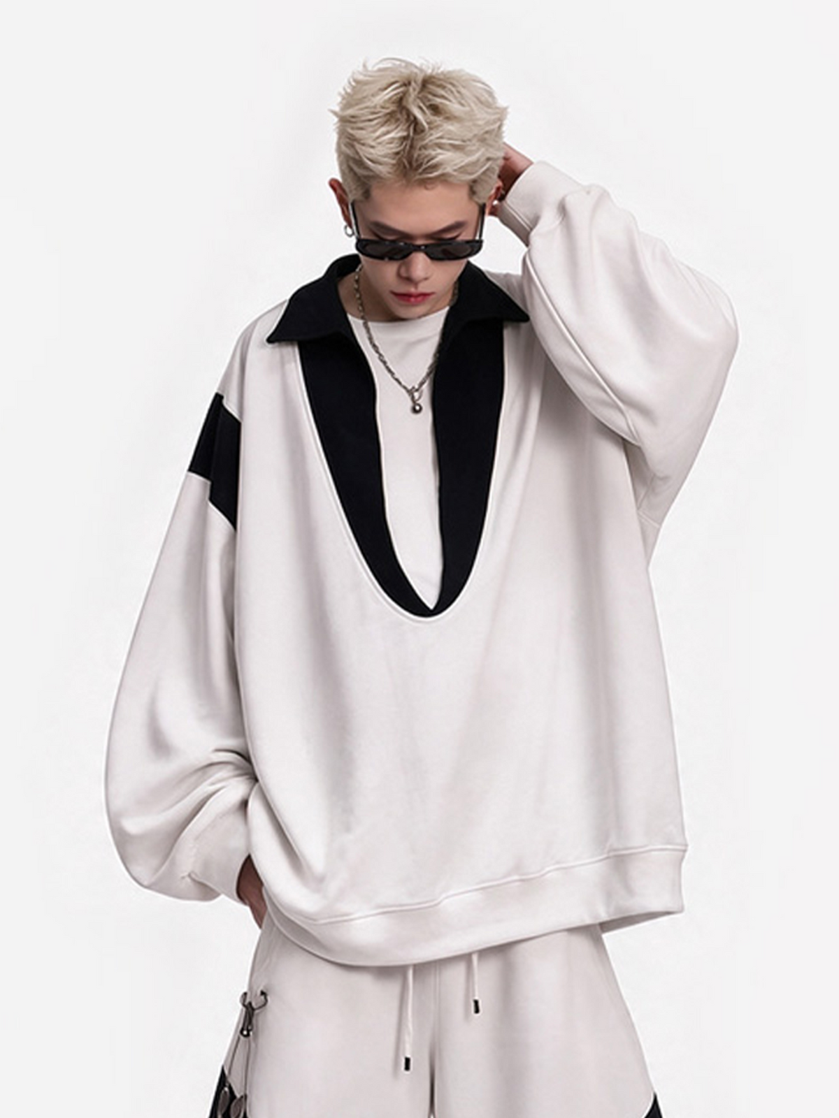 UUCSCC Contrast Layered Oversized Pullover, premium urban and streetwear designers apparel on PROJECTISR.com, UUCSCC