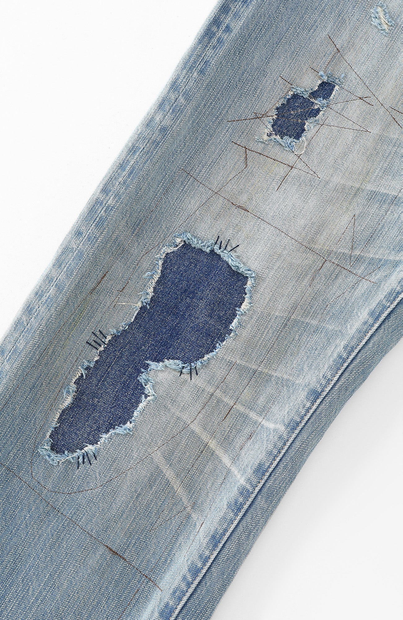 RICHILL Distressed Paneled Washed Straight-Leg Jeans, premium urban and streetwear designers apparel on PROJECTISR.com, RICHILL