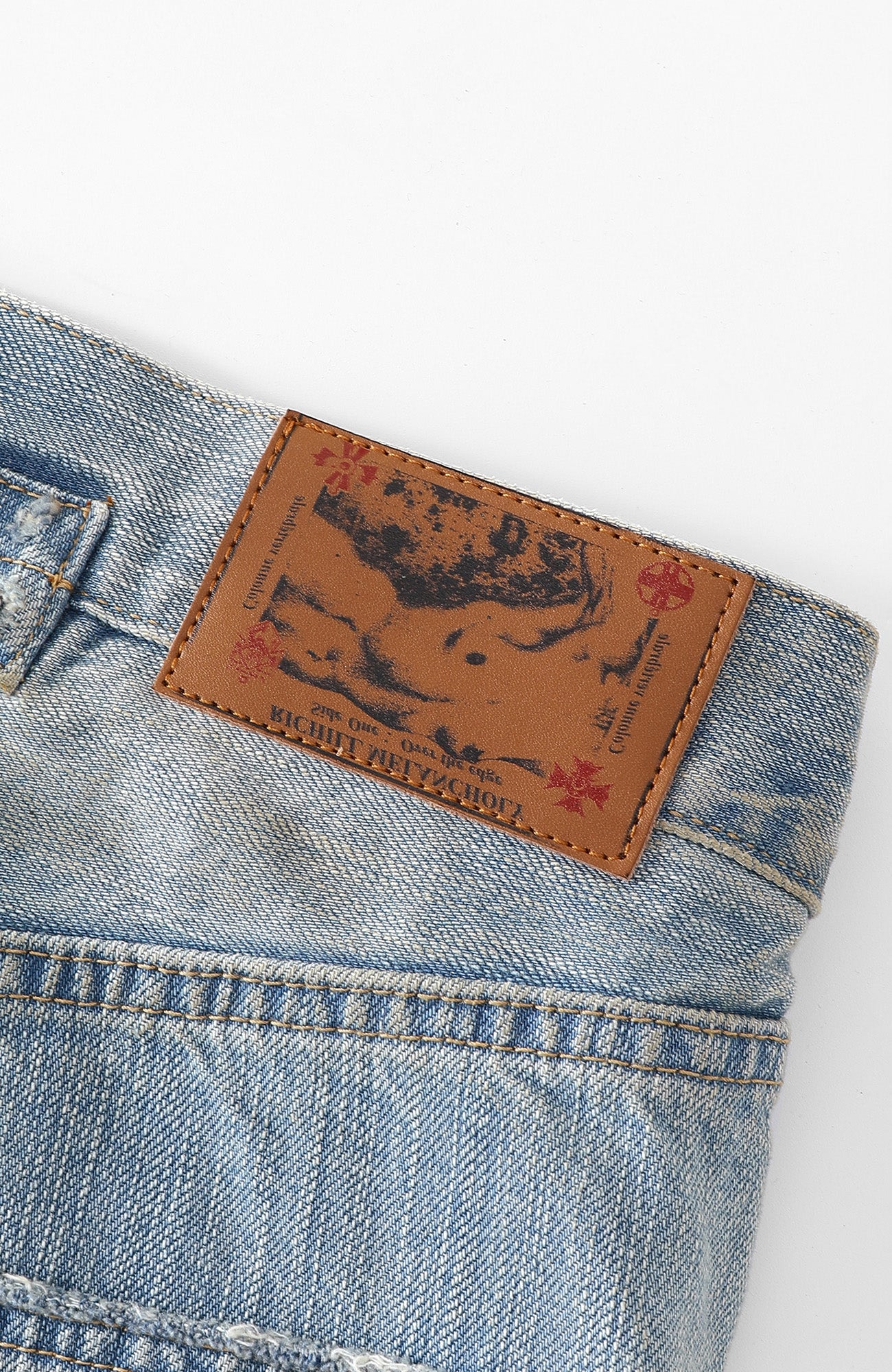 RICHILL Distressed Paneled Washed Straight-Leg Jeans, premium urban and streetwear designers apparel on PROJECTISR.com, RICHILL
