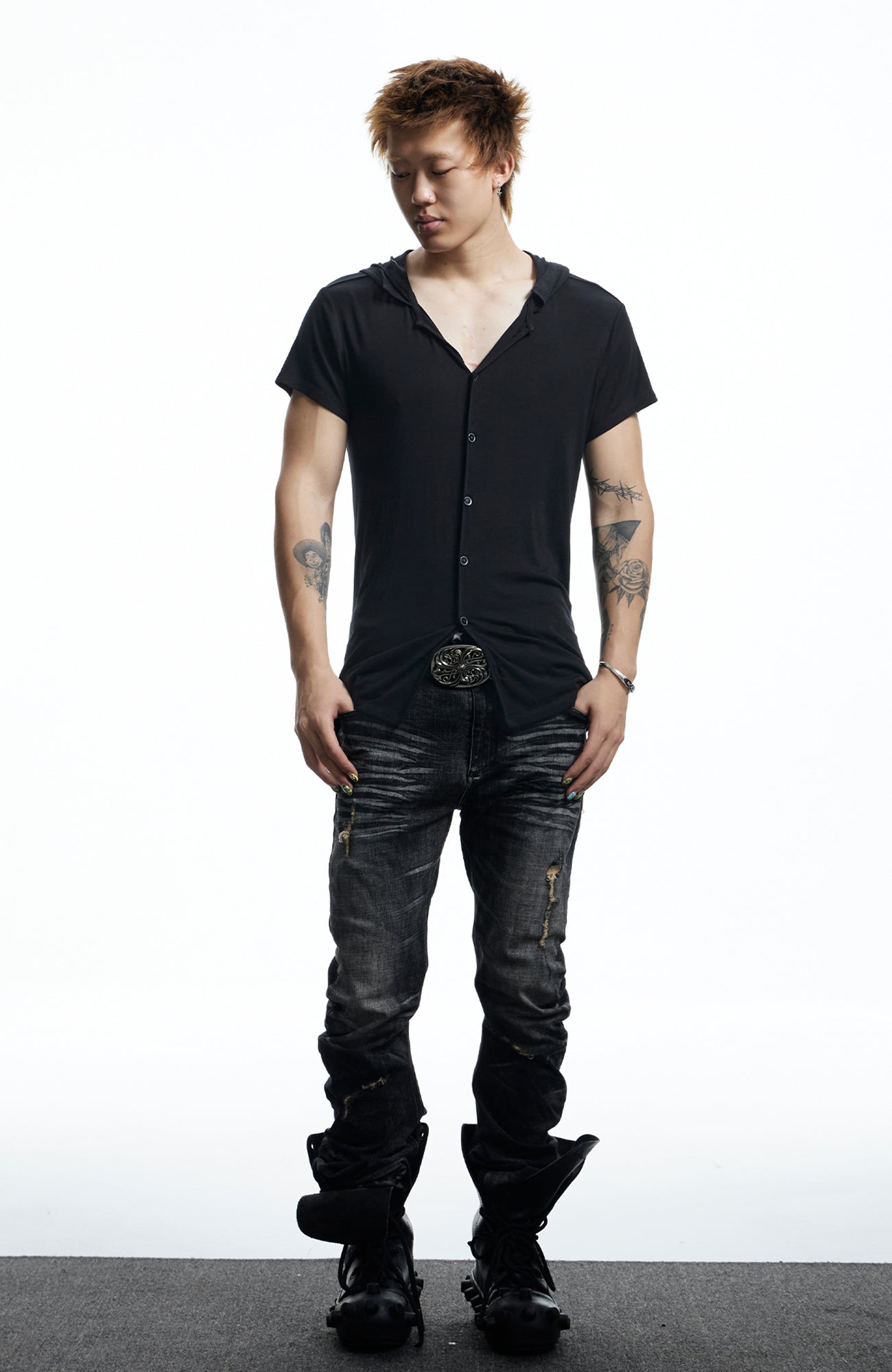 DND4DES Ruched Back Hooded T-Shirt, premium urban and streetwear designers apparel on PROJECTISR.com, DND4DES