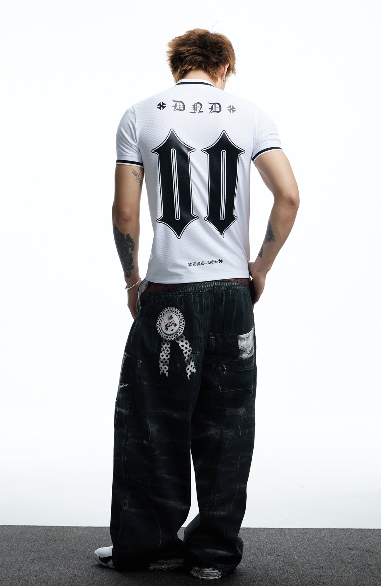 DND4DES Gothic Letter V-Neck Jersey T-Shirt, premium urban and streetwear designers apparel on PROJECTISR.com, DND4DES