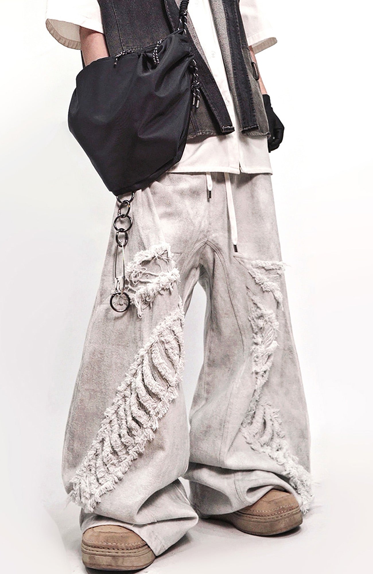 UUCSCC Mud-Dyed Distressed Straight-Leg Jeans