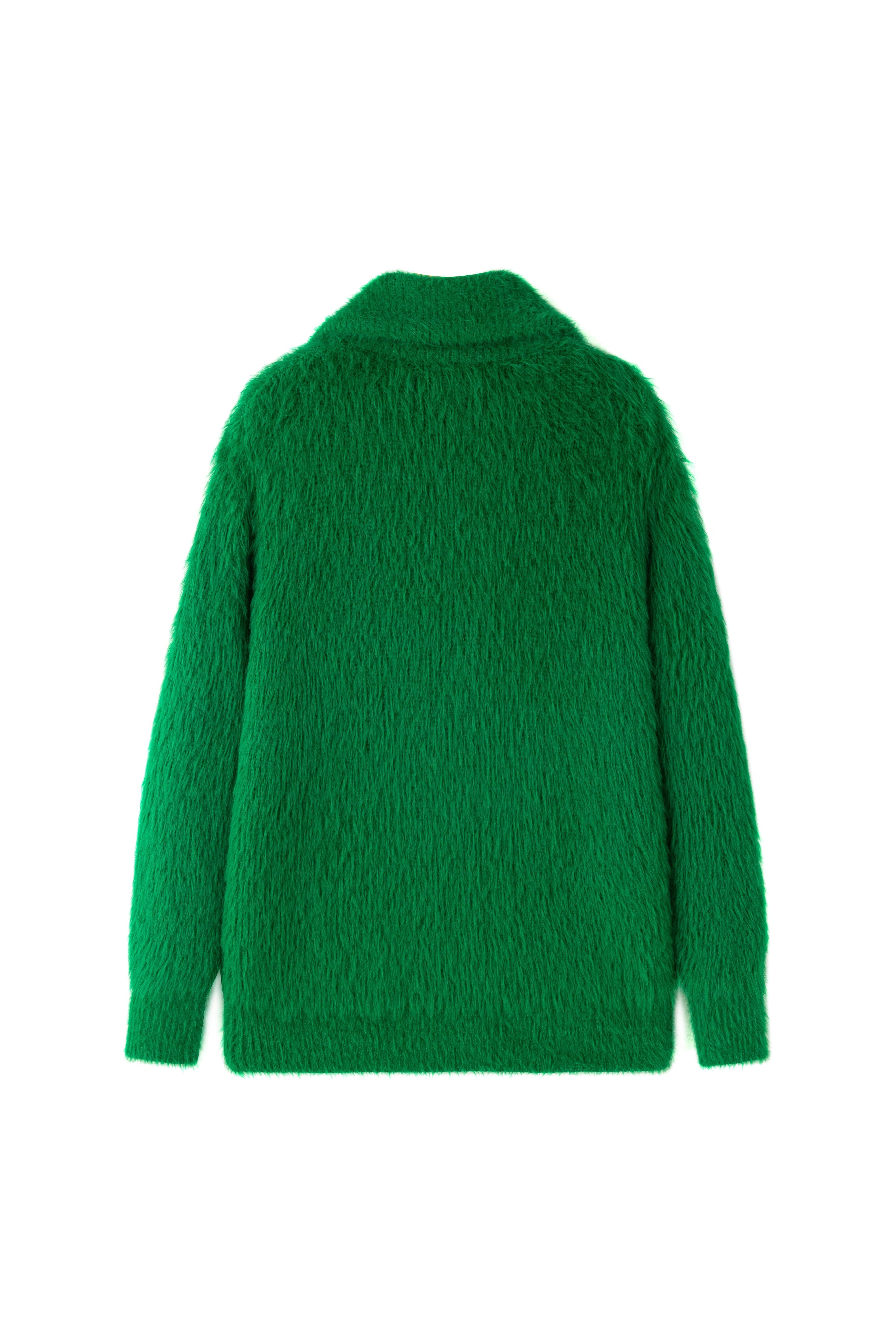 SOURPLUM Faux Fur Half Zip Sweater Avocado