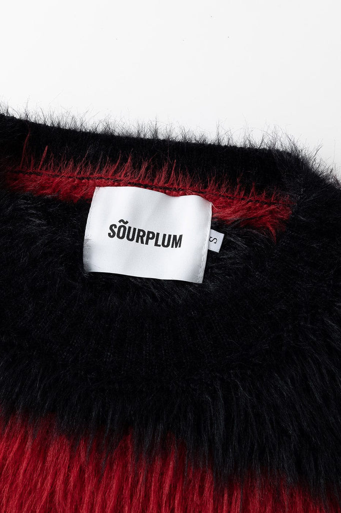 SOURPLUM Faux Fur Striped Sweater, premium urban and streetwear designers apparel on PROJECTISR.com, SOURPLUM