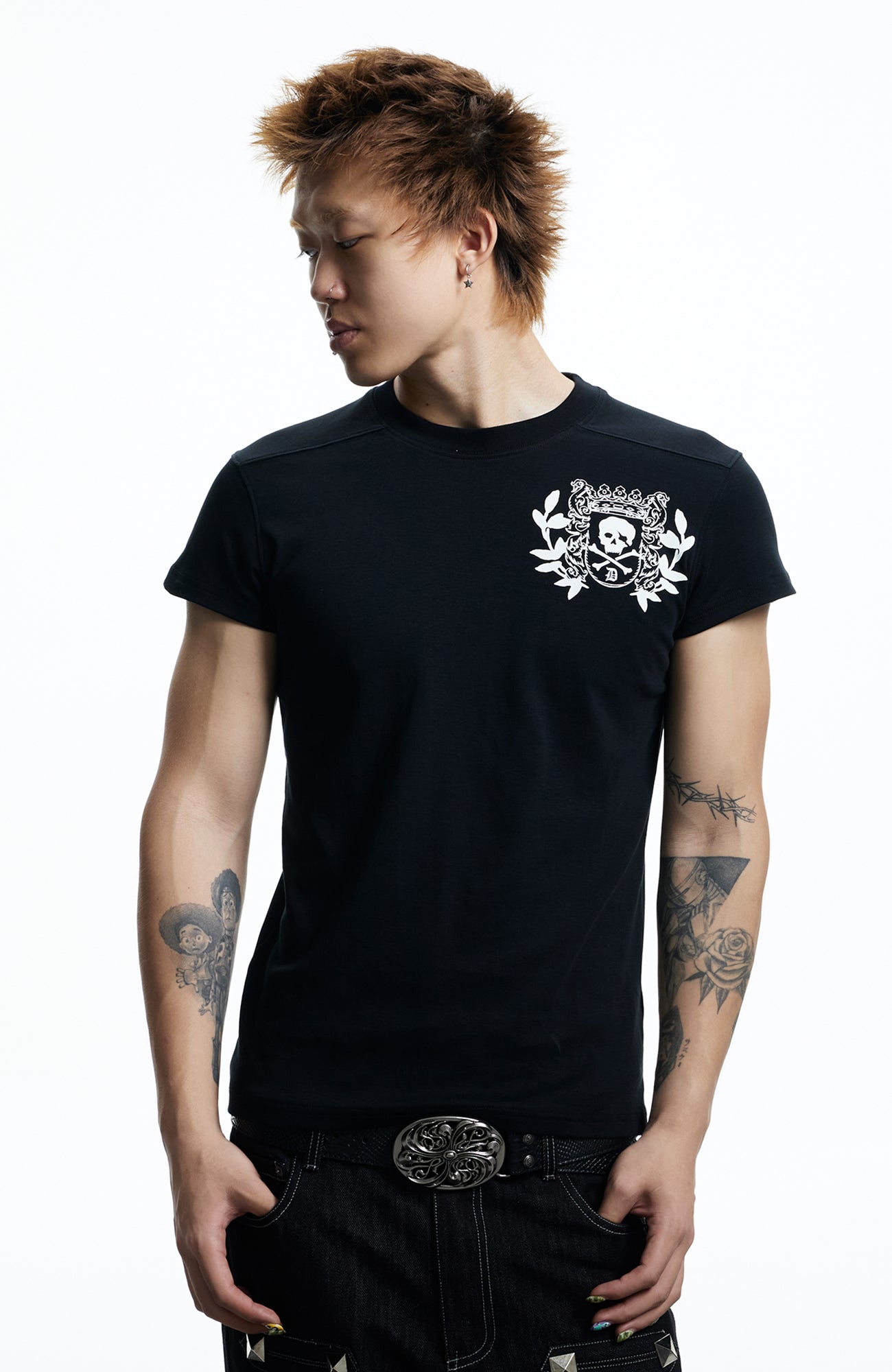 DND4DES Gothic Skull Crest T-Shirt, premium urban and streetwear designers apparel on PROJECTISR.com, DND4DES