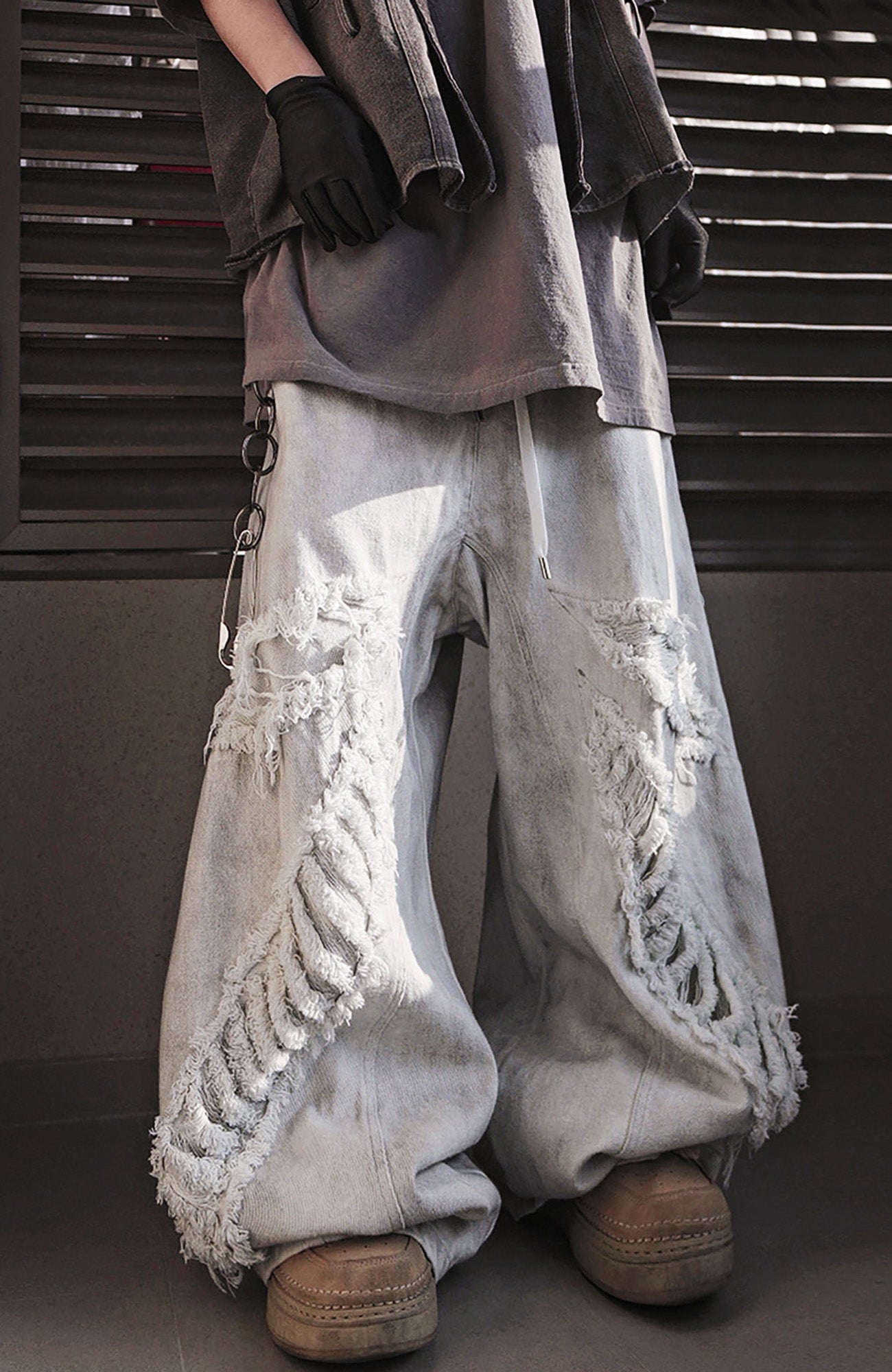 UUCSCC Mud-Dyed Distressed Straight-Leg Jeans