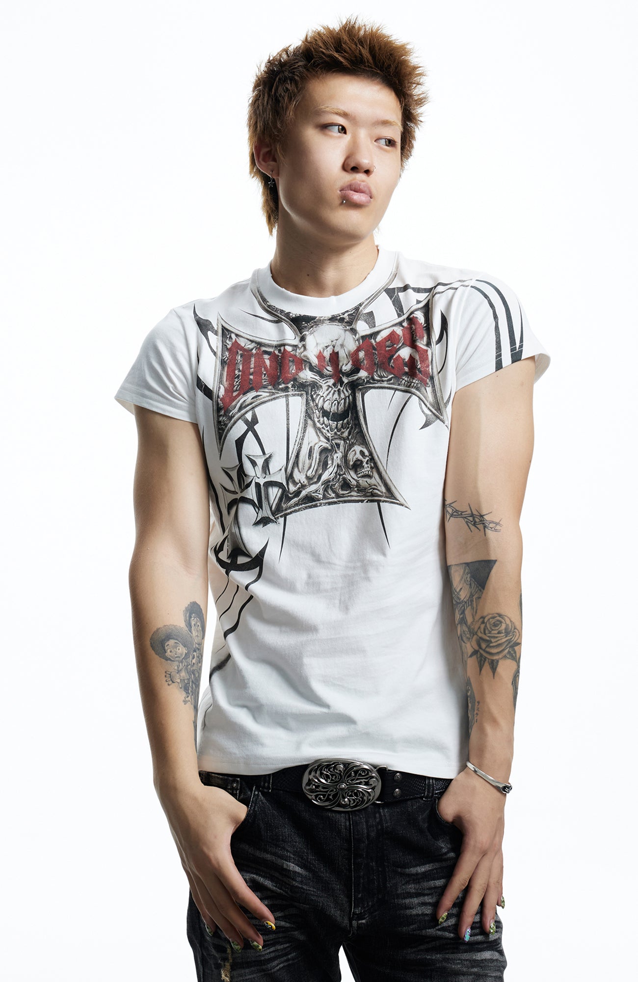 DND4DES Gothic Skull Cross Graphic T-Shirt, premium urban and streetwear designers apparel on PROJECTISR.com, DND4DES