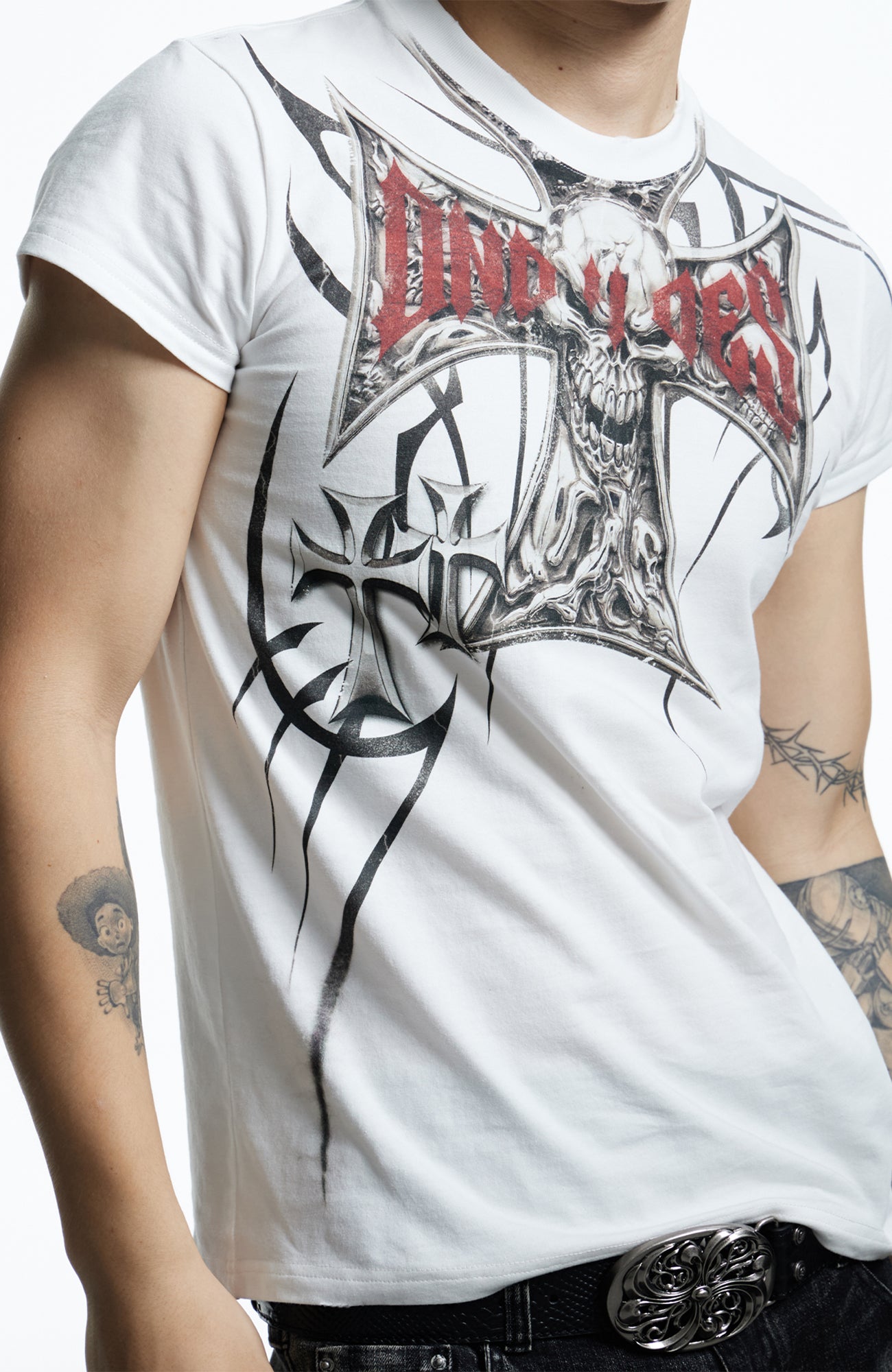 DND4DES Gothic Skull Cross Graphic T-Shirt, premium urban and streetwear designers apparel on PROJECTISR.com, DND4DES