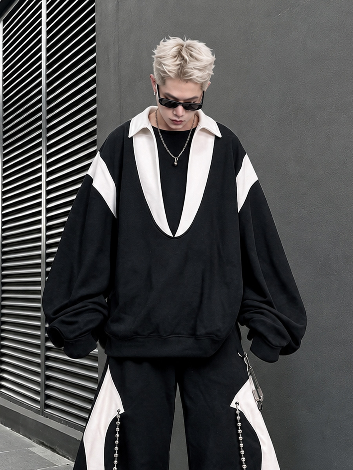 UUCSCC Contrast Layered Oversized Pullover, premium urban and streetwear designers apparel on PROJECTISR.com, UUCSCC