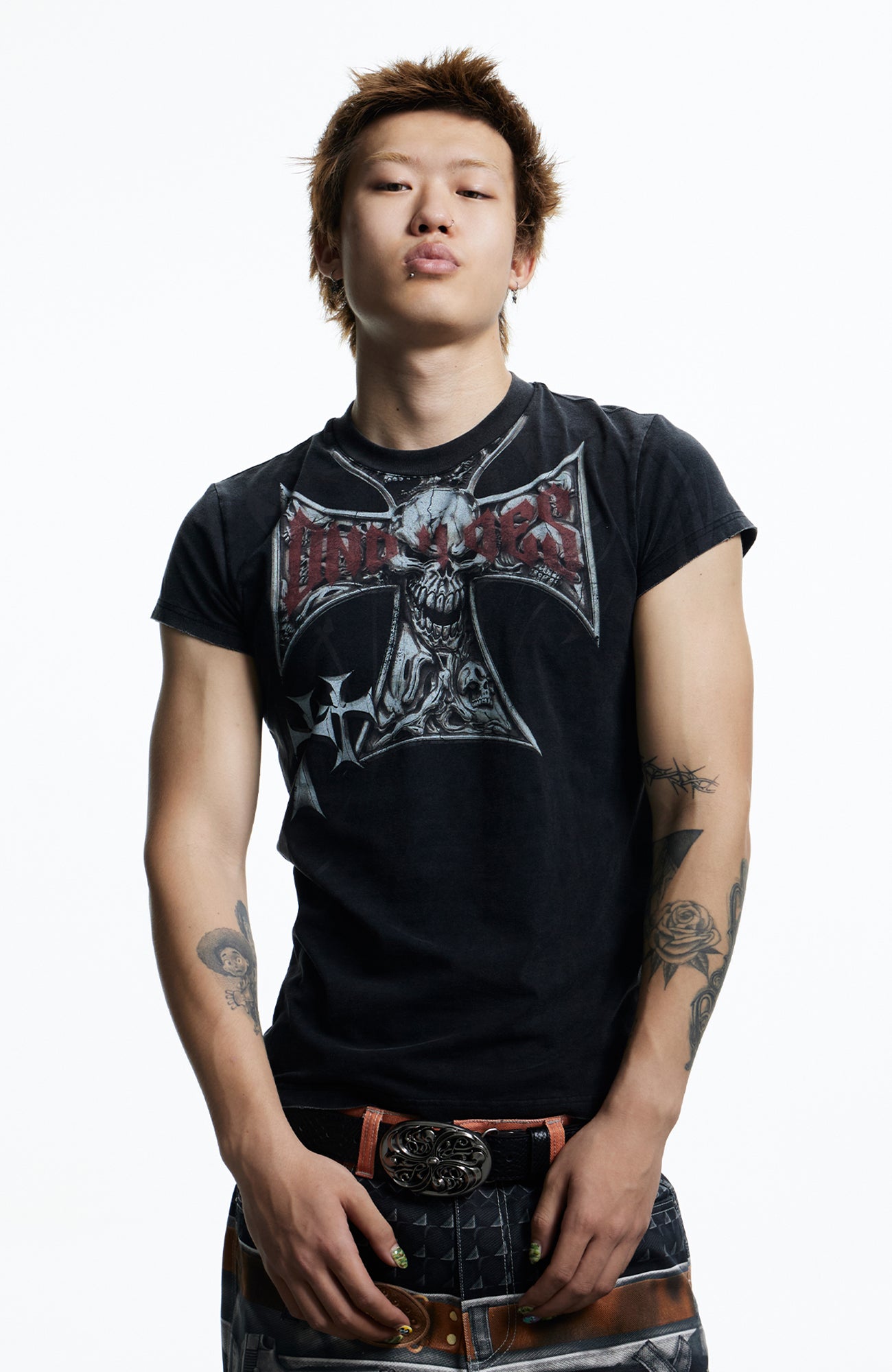 DND4DES Gothic Skull Cross Graphic T-Shirt, premium urban and streetwear designers apparel on PROJECTISR.com, DND4DES