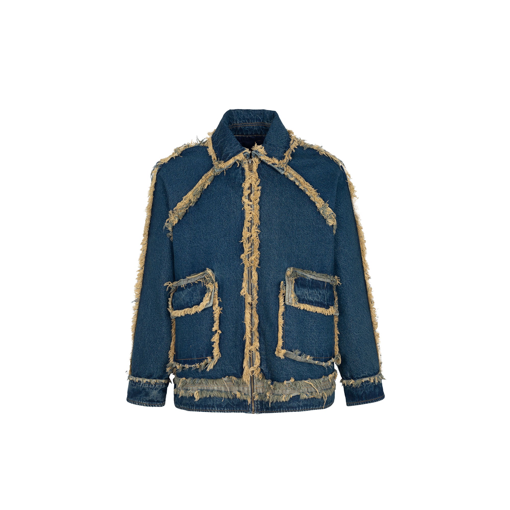 TUIMU Fringe-Trim Denim Jacket, premium urban and streetwear designers apparel on PROJECTISR.com, TUIMU