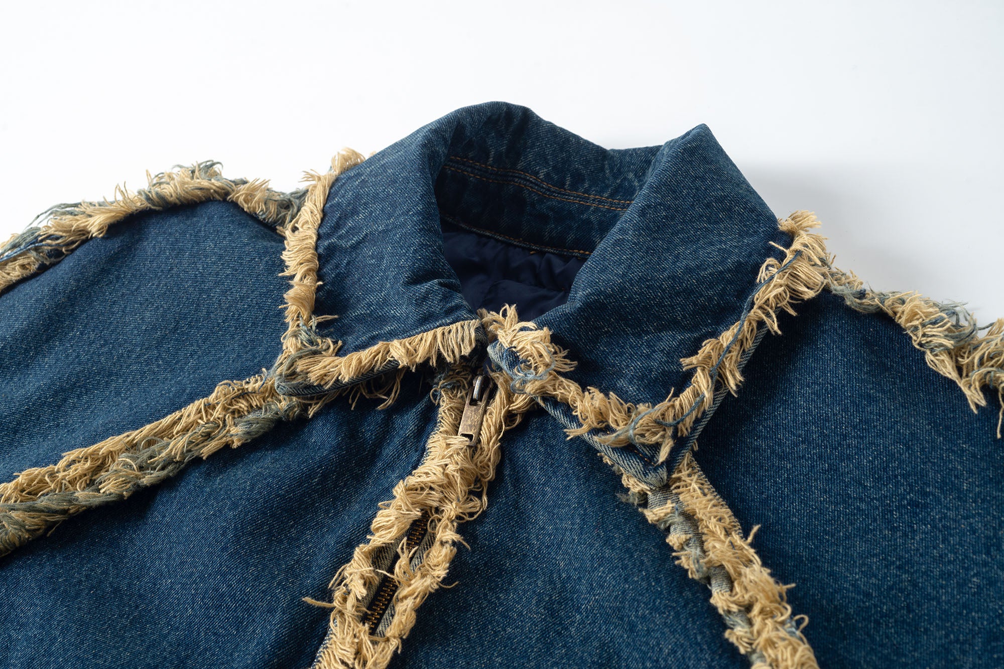 TUIMU Fringe-Trim Denim Jacket, premium urban and streetwear designers apparel on PROJECTISR.com, TUIMU