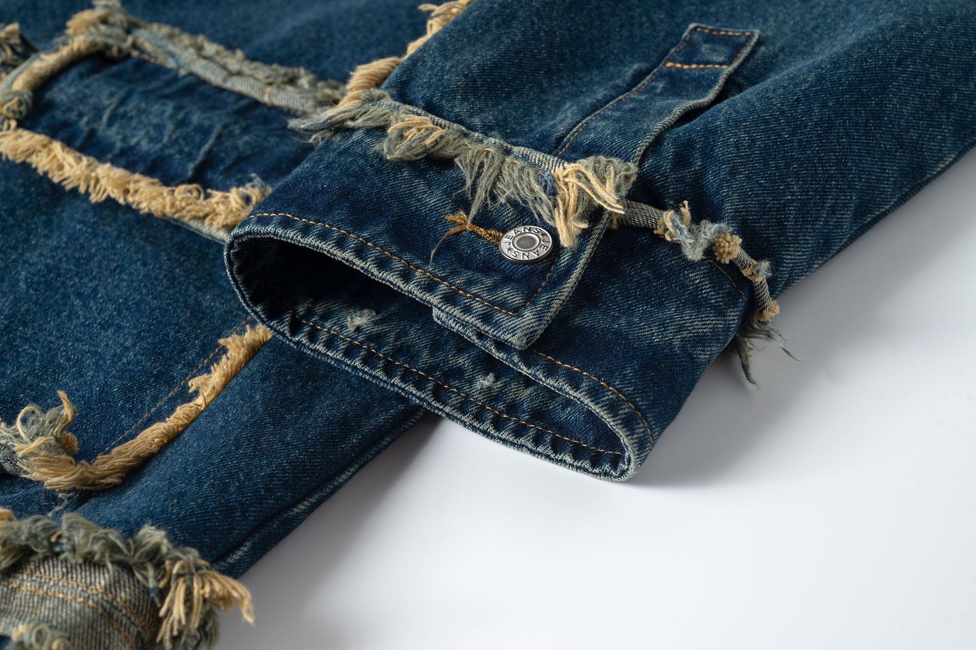 TUIMU Fringe-Trim Denim Jacket, premium urban and streetwear designers apparel on PROJECTISR.com, TUIMU