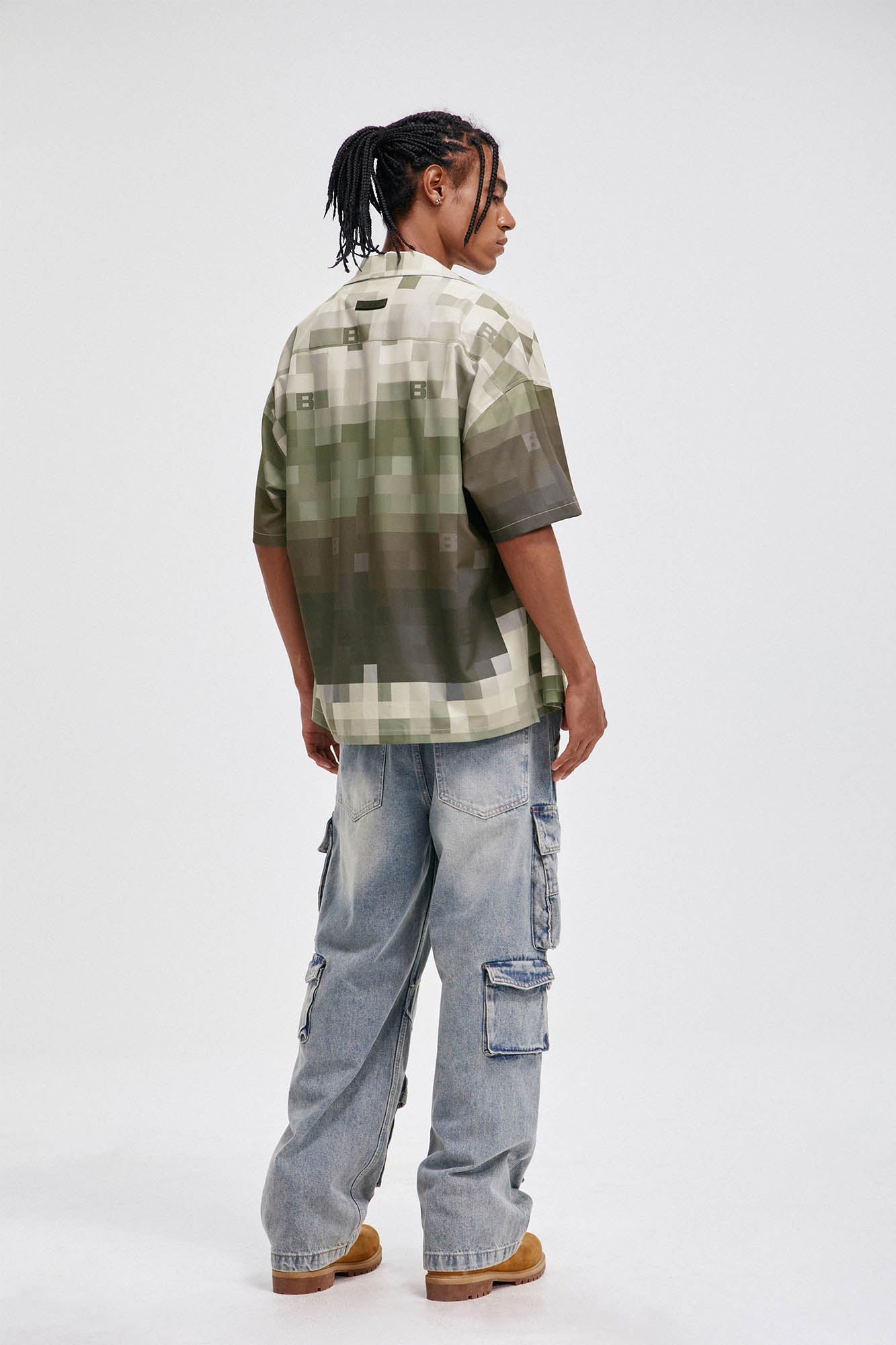 BONELESS Pixelated Camo Cuban Half Shirt