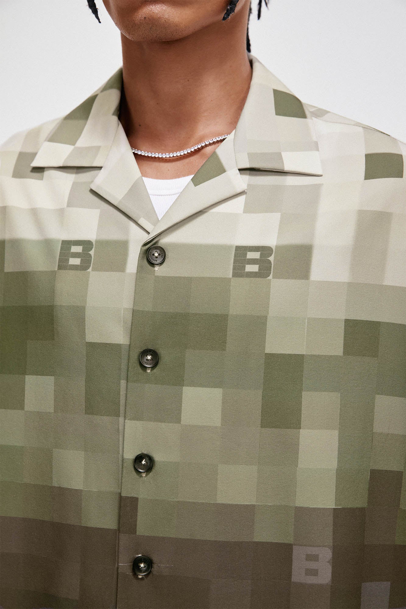 BONELESS Pixelated Camo Cuban Half Shirt